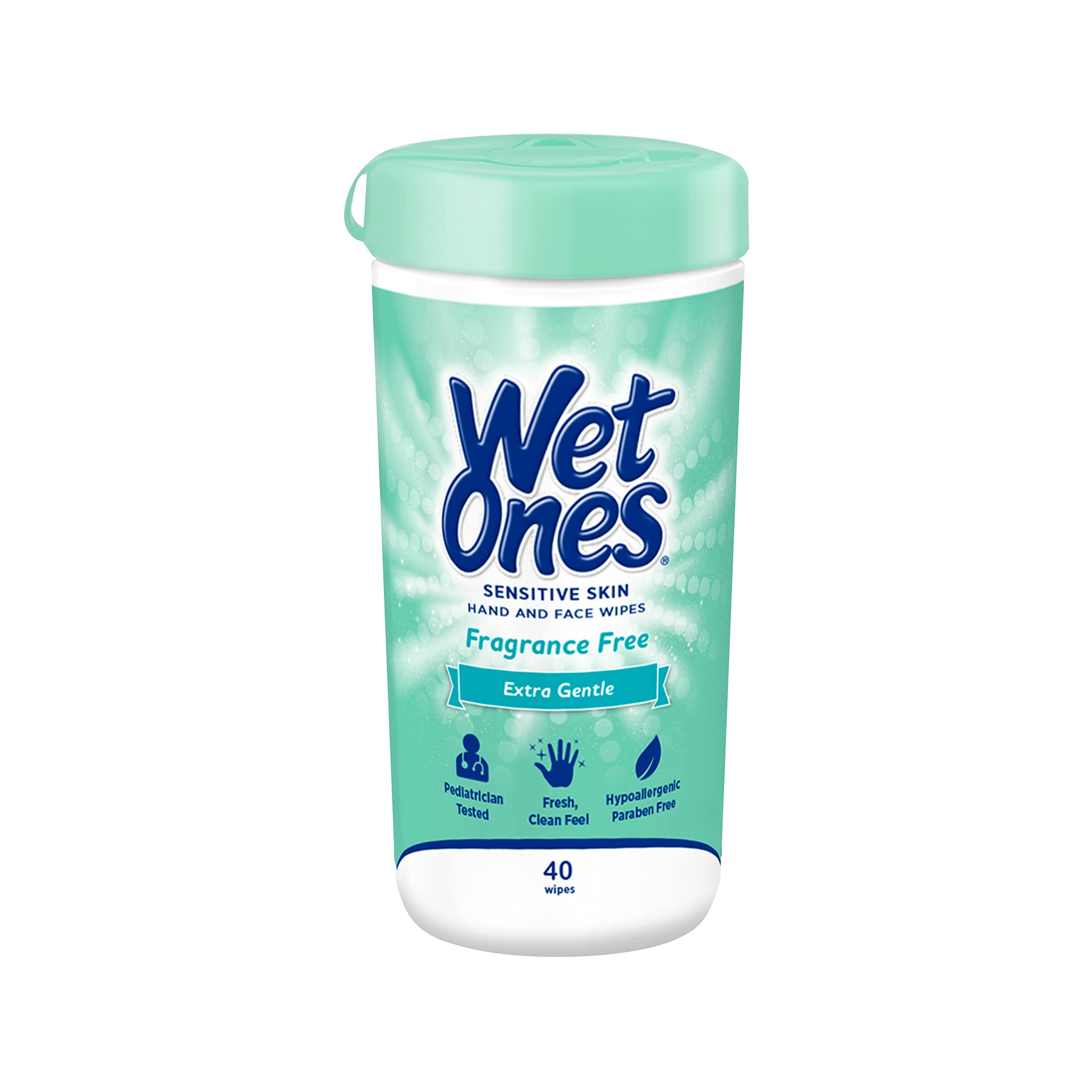 Hand and Face Wipes for Sensitive Skin, Unscented | Wet Ones Sensitive Skin Wipes for Hands and Face, 40 ct. Canister