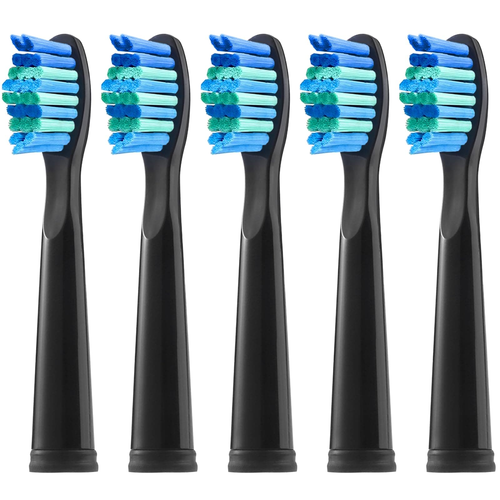 Teeteck Replacement Toothbrush Heads Compatible with Fairywill 507/508/D7/D8/515/551/917/959,Black,5 Count