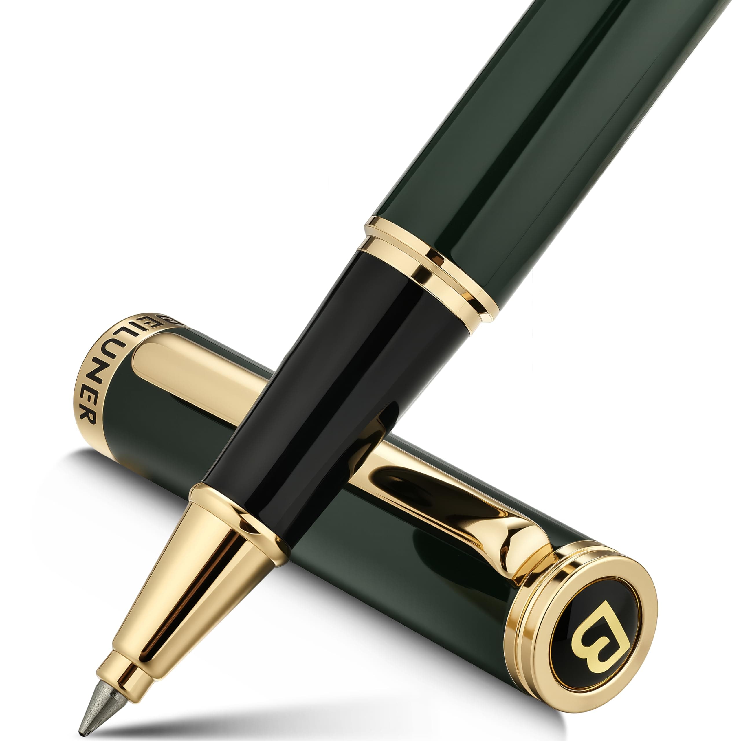 Luxury Rollerball Pen, Stunning Green Lacquer with 24K Gold Trim,Noble and Elegant Designs,Schneider Ink Refill, Best Gift Set for Men & Women, Refillable, Executive Writing, Nice Pens