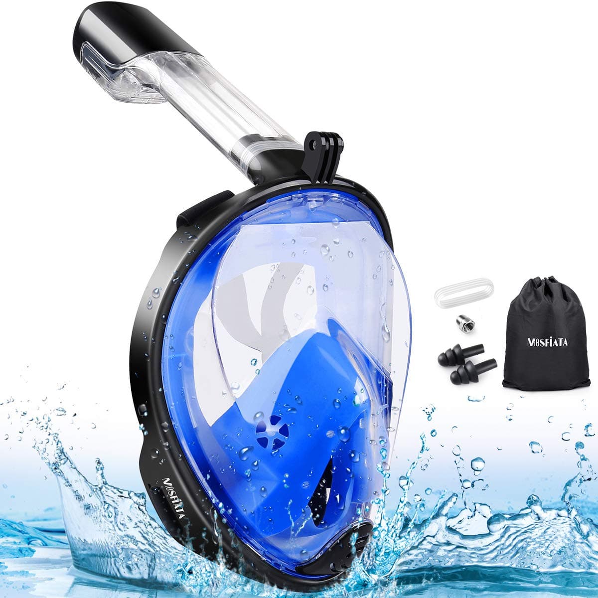 MOSFiATA Snorkel Mask, Swimming Scuba Diving, Full Snorkeling Face Mask Easy and Adjustable 180 ° Panoramic View, Anti-Fog, Anti-Leak Safety Diving with Detachable Camera Mount For Adult and Youth