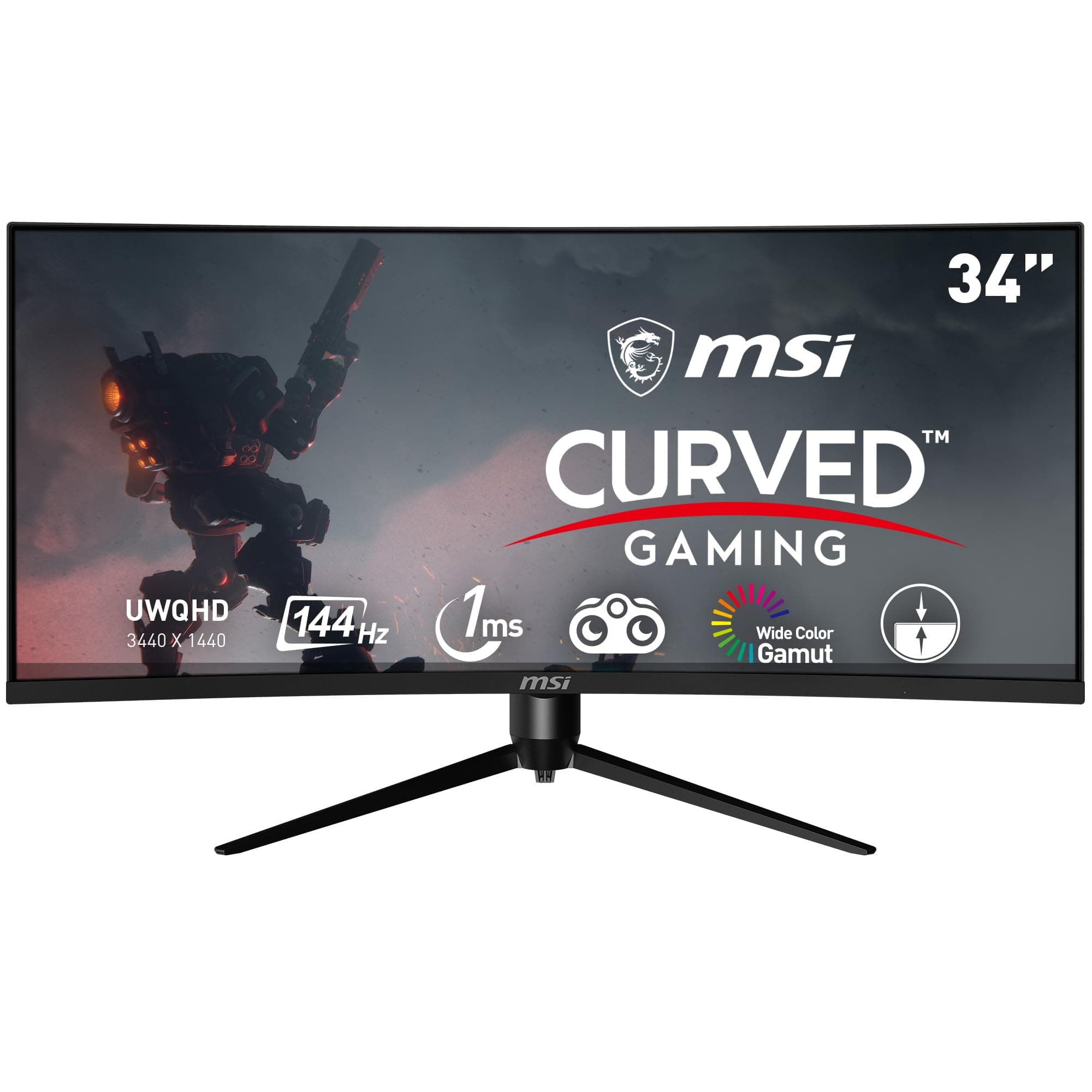 Optix MAG342CQR 1500R Curvature 21:9 Aspect Ratio Narrow Bezel 1ms 3440 x 1440 (UWQHD) 144Hz Refresh Rate Tilt/Swivel/Height/Pivot Adjustment 34" AMD Freesync Gaming Curved Monitor, Black