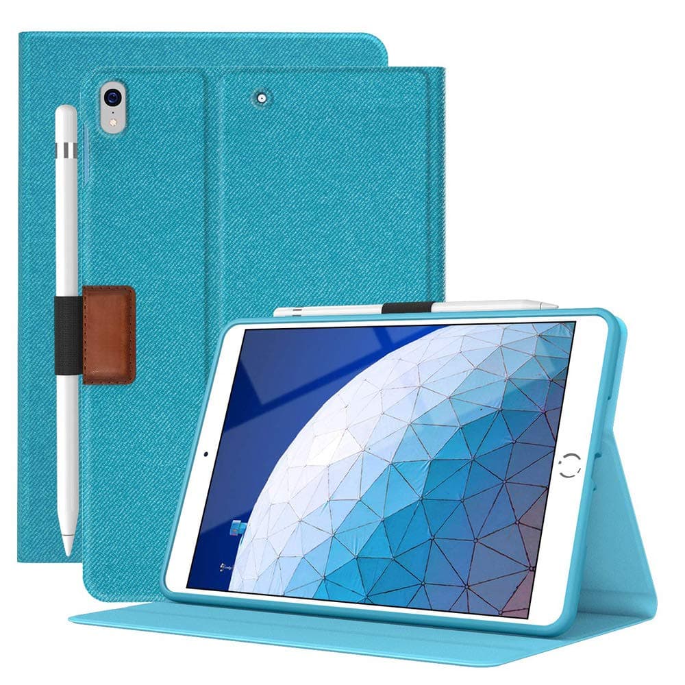 Supveco Case Compatible for iPad Air 3 2019/iPad Pro 10.5 2017 with Pencil Holder, Premium Folio Stand Case, Soft TPU Back Smart Cover with Auto Sleep/Wake for Apple iPad Air 3rd Generation (Blue)