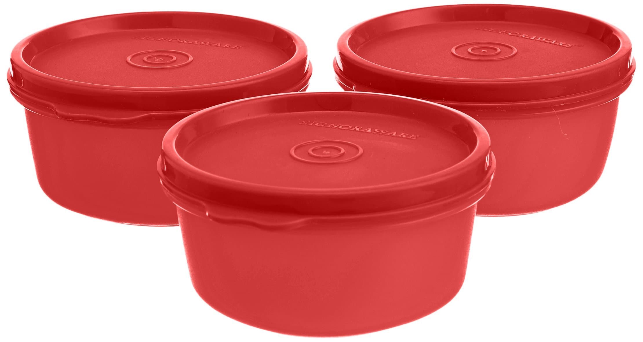 SignoraWare Tiny Wonder Plastic Containers | Set/3 | food storage | Stackable | BPA Free | Microwave Safe Re-Heatable | microwave safe, dishwasher safe| leakproof | compact |(Color May Vary)