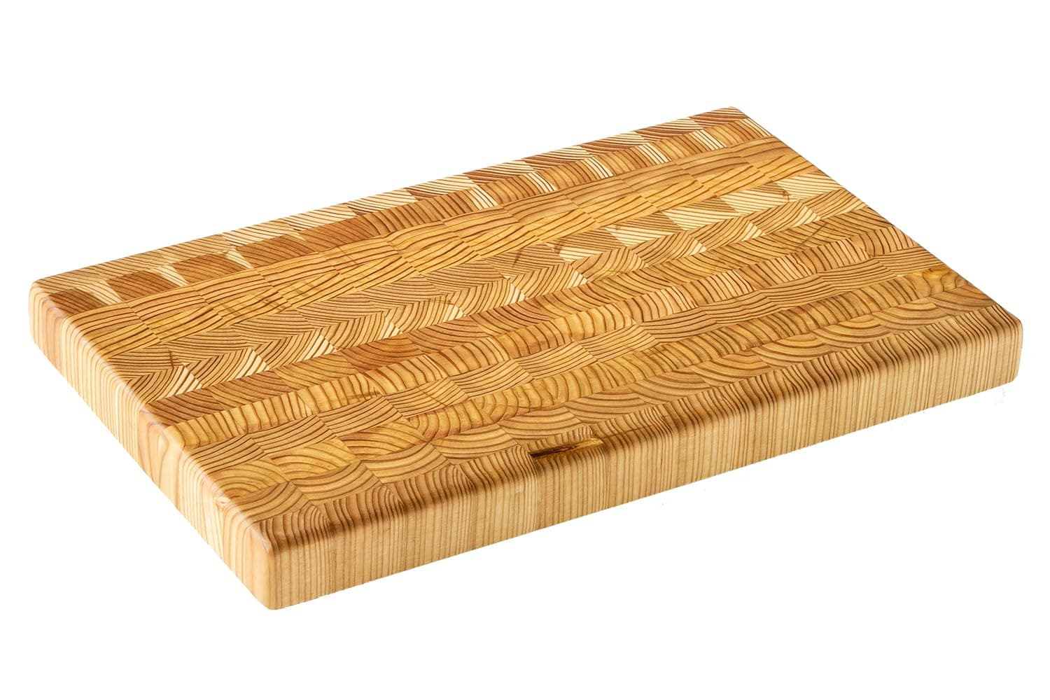 LW HANDMADE LARCH WOOD CANADA End Grain One Hander Large Cutting Board, Standard Line, Handcrafted for Professional Chefs & Home Cooking, 15" x 9-1/2" x 1-1/4"