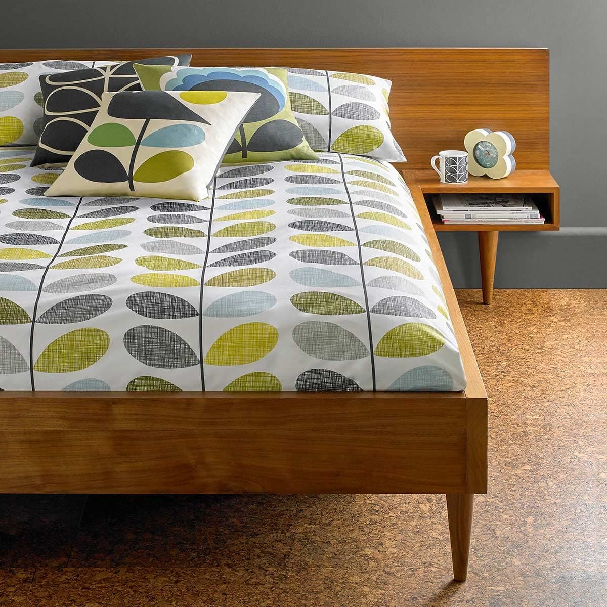 Orla Kiely Scribble Stem Sea Grass / Duck Egg: Super King Size Duvet Cover