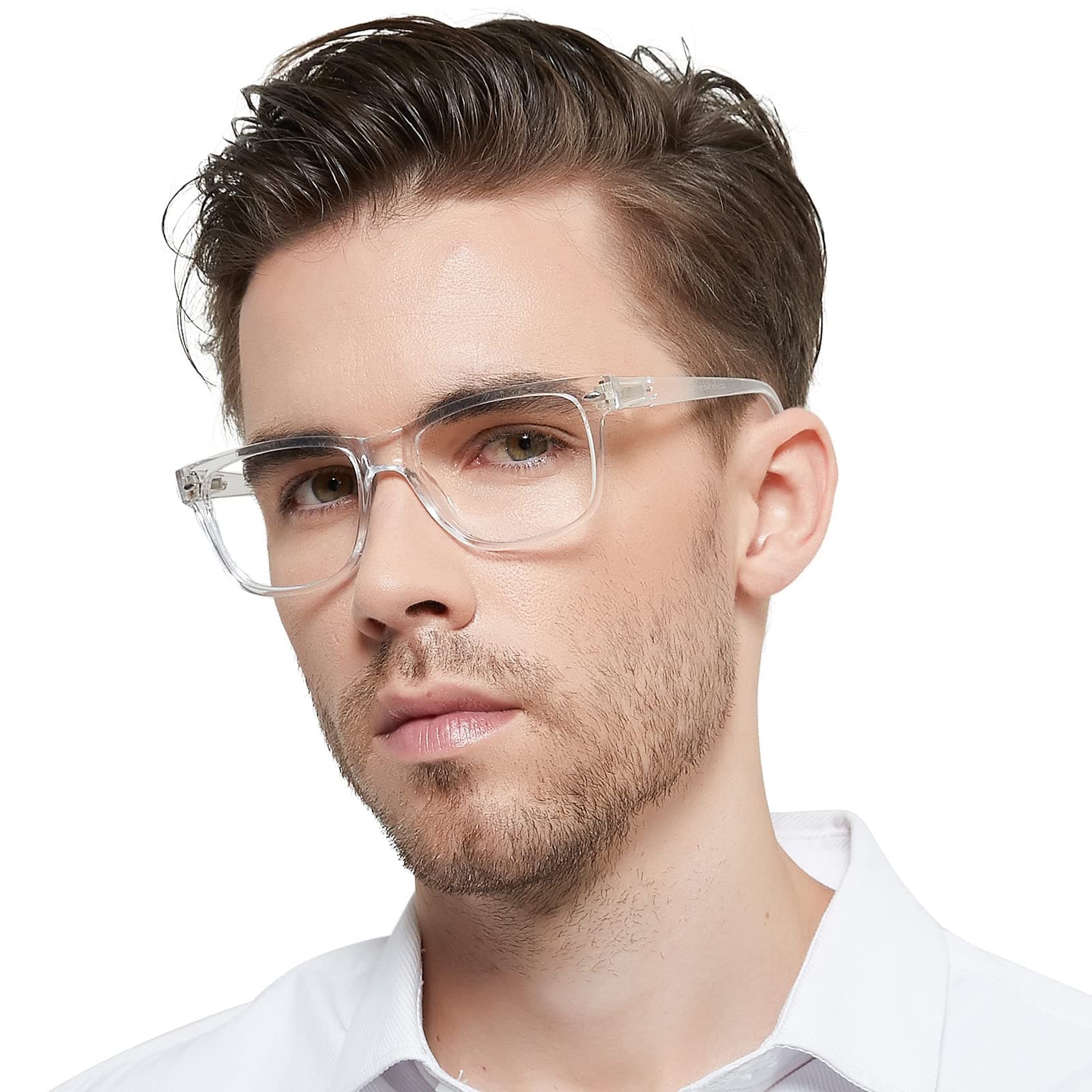 OCCI CHIARI Large Reading Glasses Men Oversize Square Readers with Big Frame 100 125 150 175 200 225 250 275 300 350 400 500 600 (Transparent,3.0)