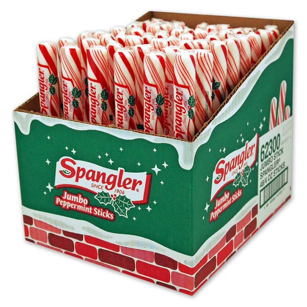SPANGLER Jumbo Hard Candy Sticks, Peppermint, 48 Count Box