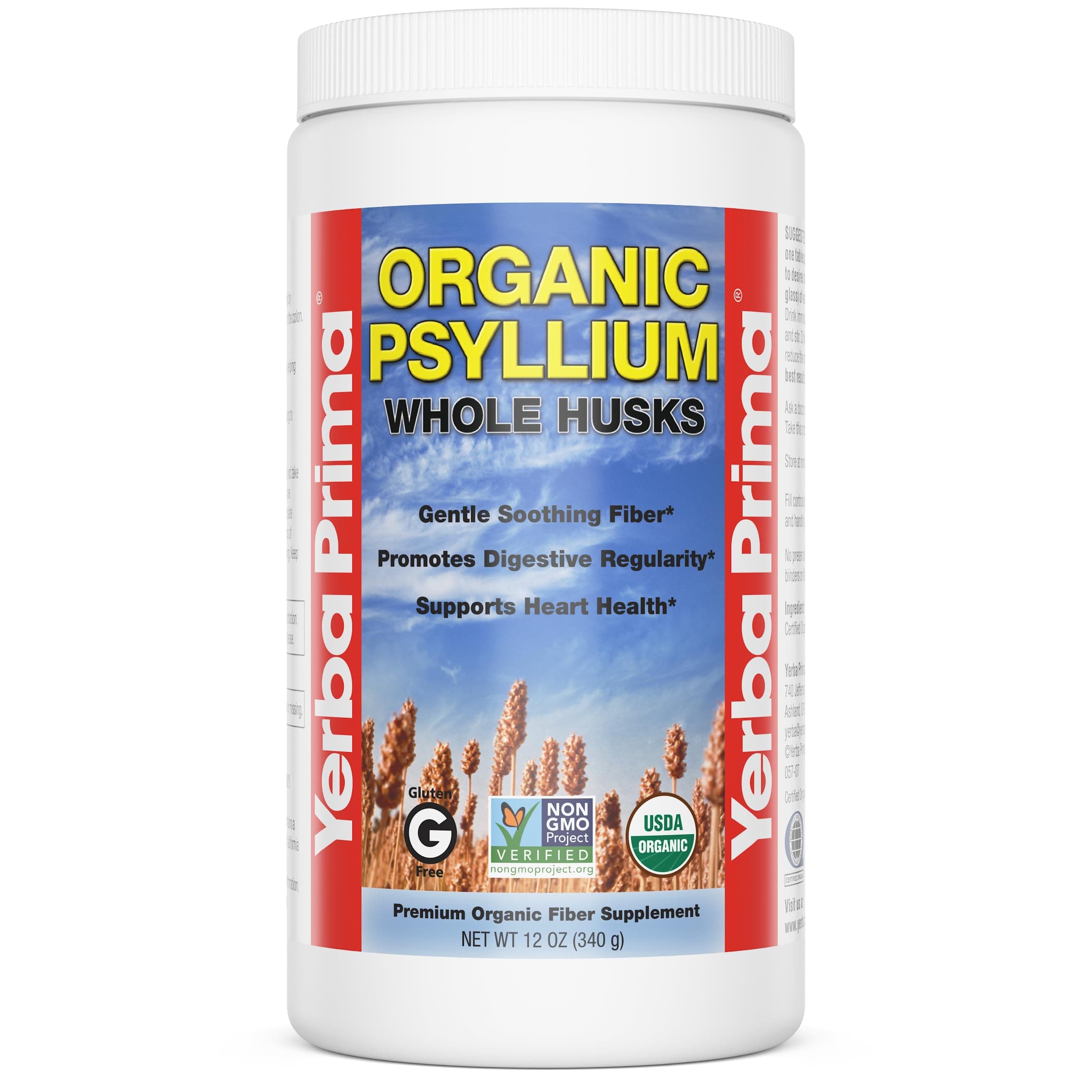 Yerba Prima Organic Psyllium Whole Husks, 12 OZ (Pack of 1)