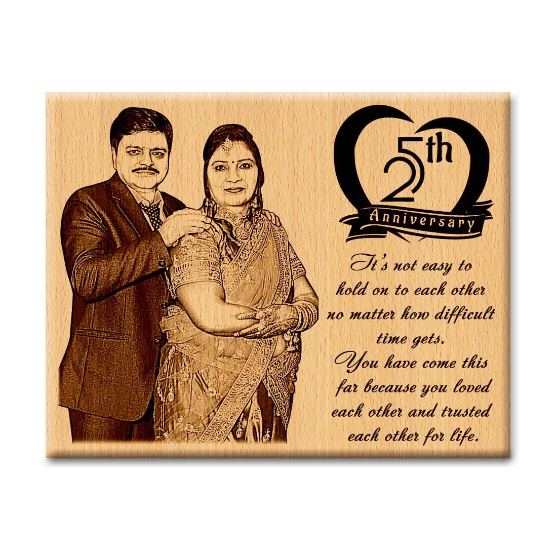 Incredible Gifts India 25th Wedding Anniversary Wooden Photo Frame Gift for Couple (10x8-inch), Wall Mount