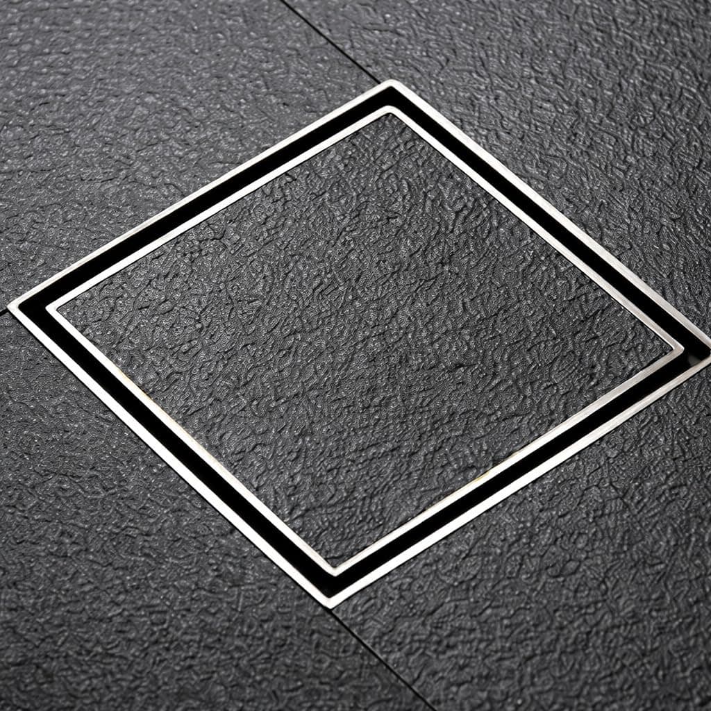 Aquieen SS 304 Invisible Tile and Marble Insert Floor Drain Square (14 MM Depth) Rust Proof with Anti - Foul Cockroach Trap for Bathroom & Kitchen | Waste Water Grating (5" x 5")