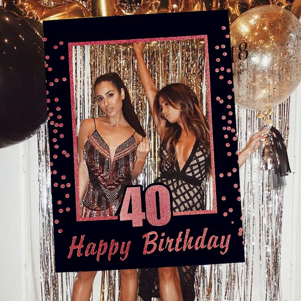 JeVenis Rose Gold 40th Birthday Party Photo Booth Props 40th Birthday Photo Frame Birthday Photo Frame