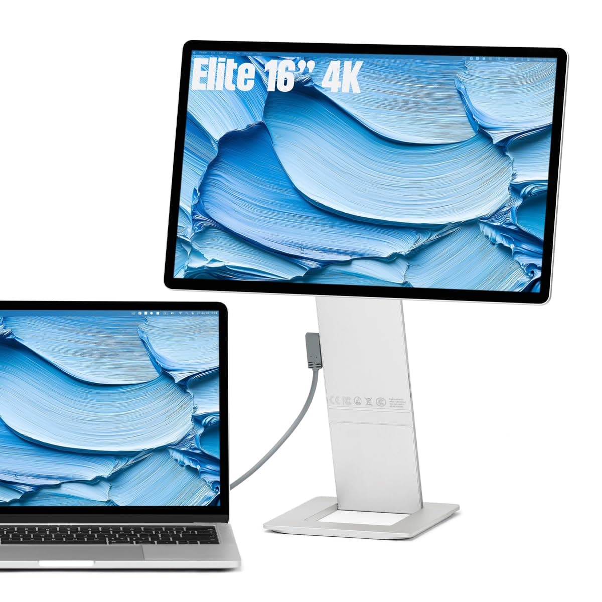 SOTSU FlipAction Elite 16" Portable Monitor | 4K | Super Compact | Pivot Rotate | 3840x2400 DCI P3 | 60Hz | 450 Nits | Full Metal CNC | Perfect Match for Mac and Windows (Silver)