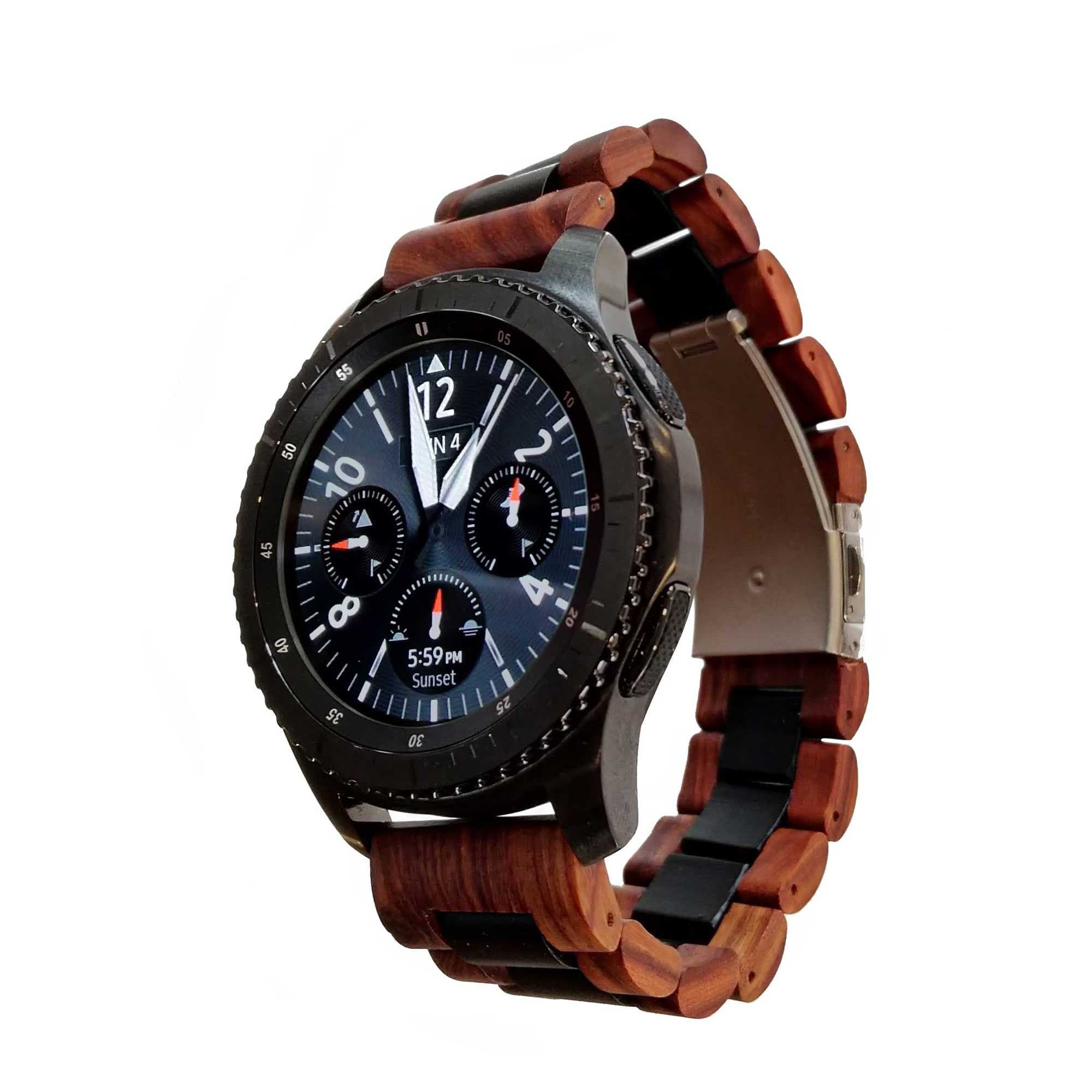 22mm Hardwood Watch Band for Pebble, Android Wear and Regular wristwatches (Red/Black Sandalwood)