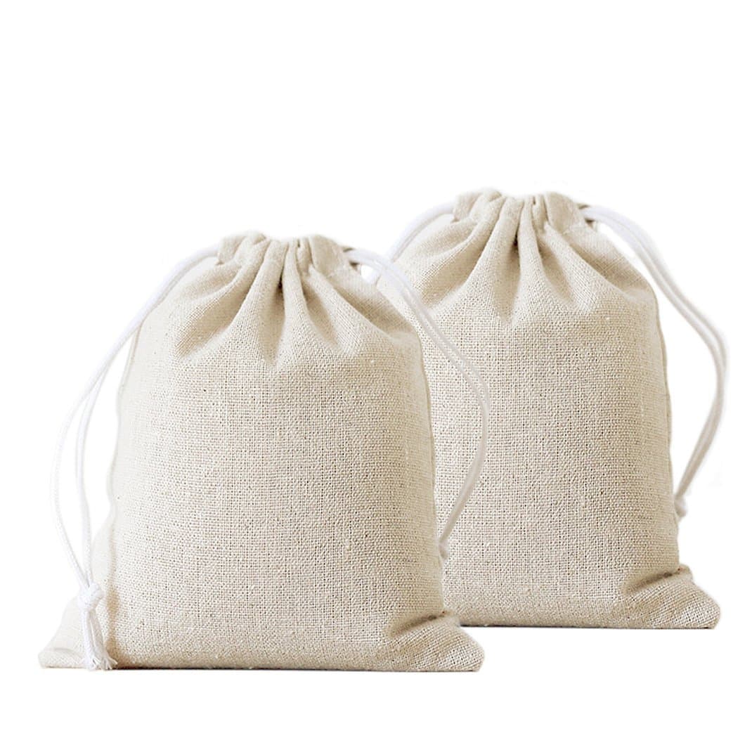 Yingkor Small Cotton Canvas Muslin Drawstring Bag Bags, Mesh Cloth Bags, Reusable Produce Bags, Pack-s, 24x32cm (24x32cm Linen)