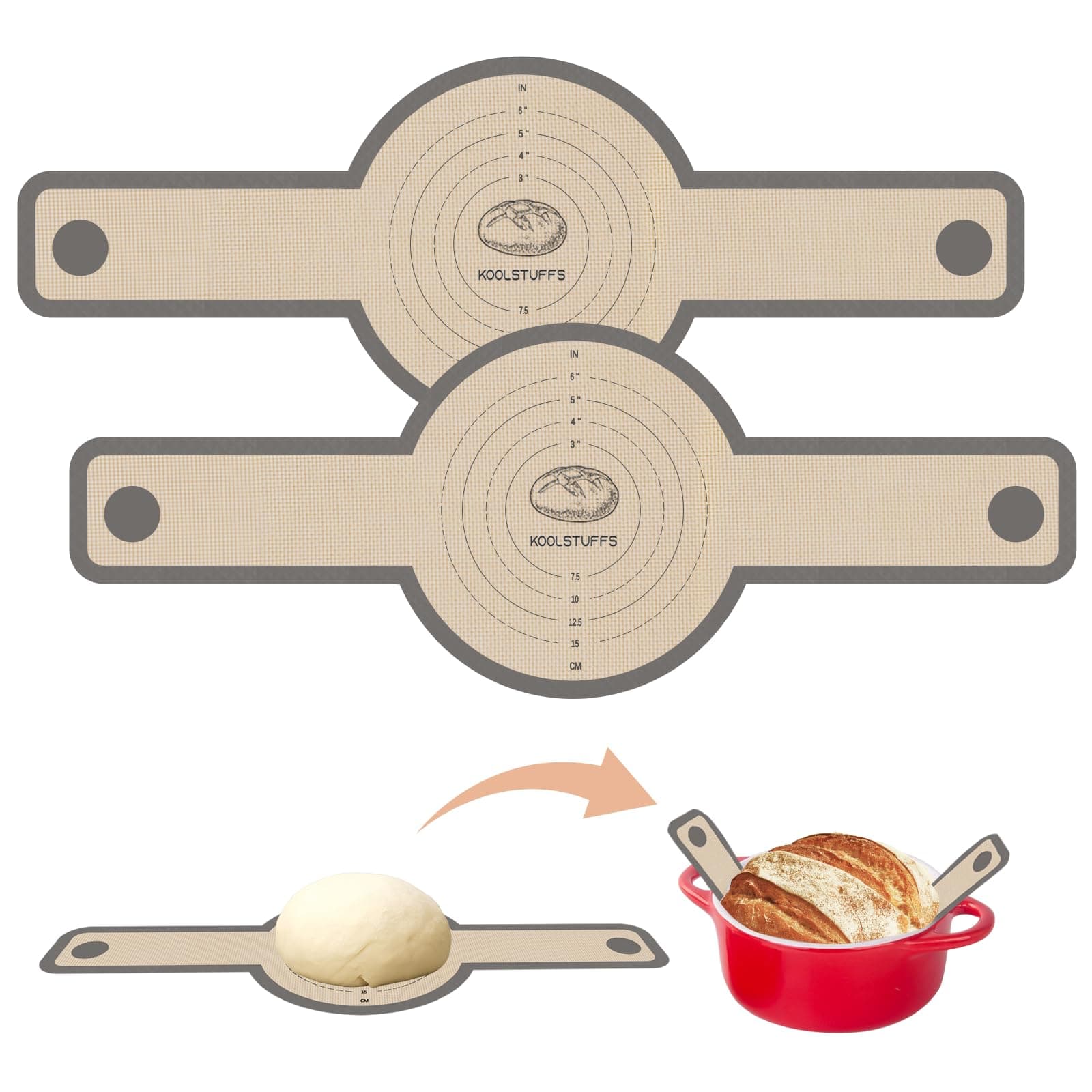 Silicone Bread Sling for Dutch Oven, 2 PCS Non-Stick & Easy Clean Reusable Sourdough Mat, Sourdough Bread Baking Supplies, Tools & Accessories