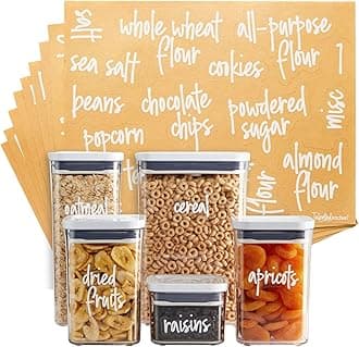 Talented Kitchen Water Resistant White Ingredients Script Pantry Labels Sticker , for Food Jar - Jar Decals Pantry Organization Storage - Set of 135