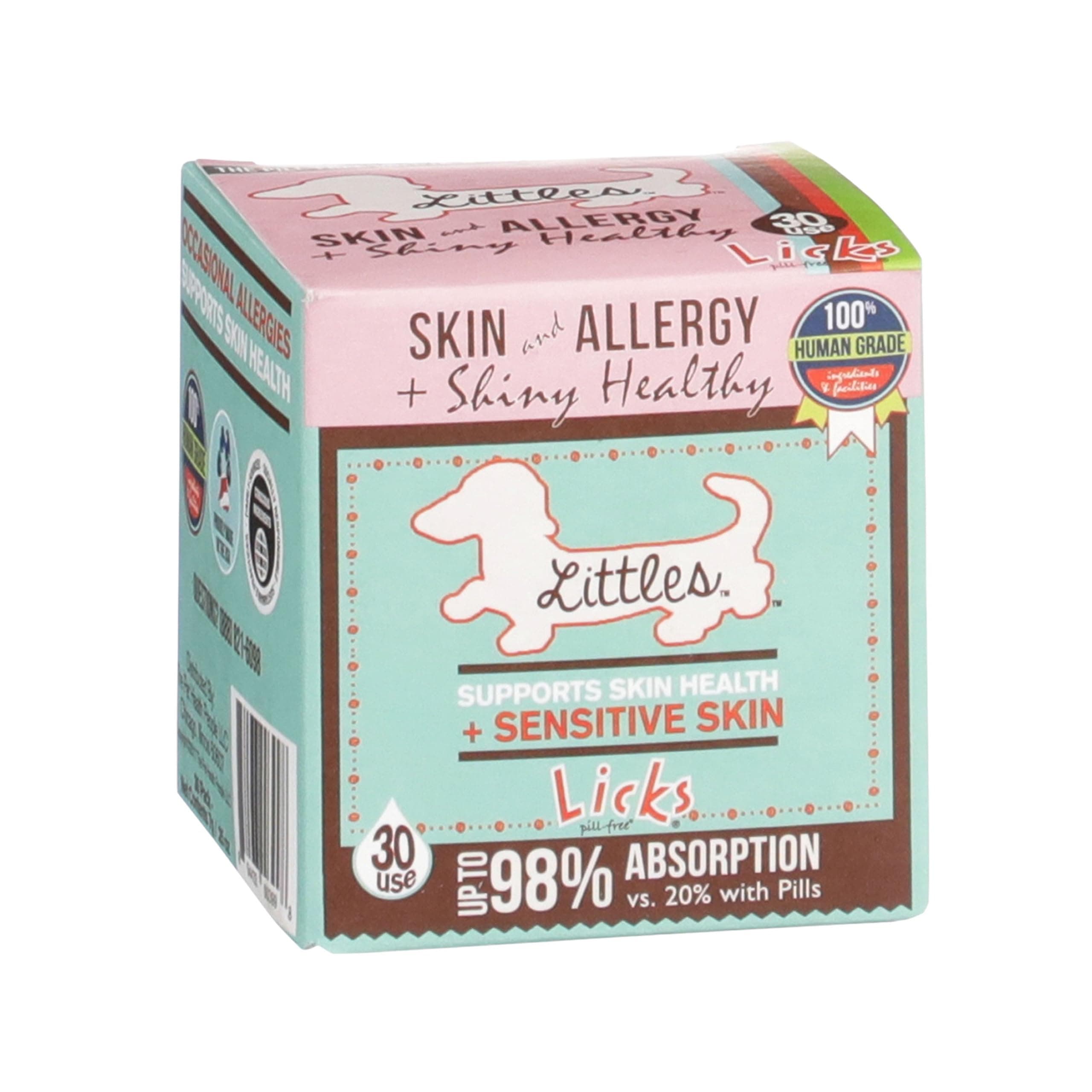 Licks Pill-Free Small Breed Dog Skin and Allergy - Omega 3 Dog Allergy Relief - Dog Vitamins & Supplements for Itch Relief - Turmeric Supplement for Dog Skin - Gel Packets - 30 Use