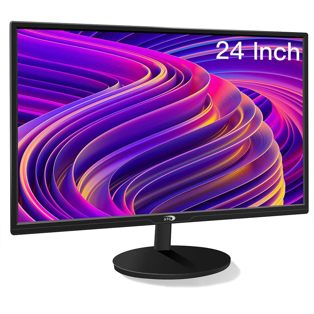 STGAubron 24 Inch Gaming Computer Monitor, FHD 1920 x 1080P Office PC LED Display, 99% sRGB, HDMI, VGA, Ergonomic Tilt Adjustment