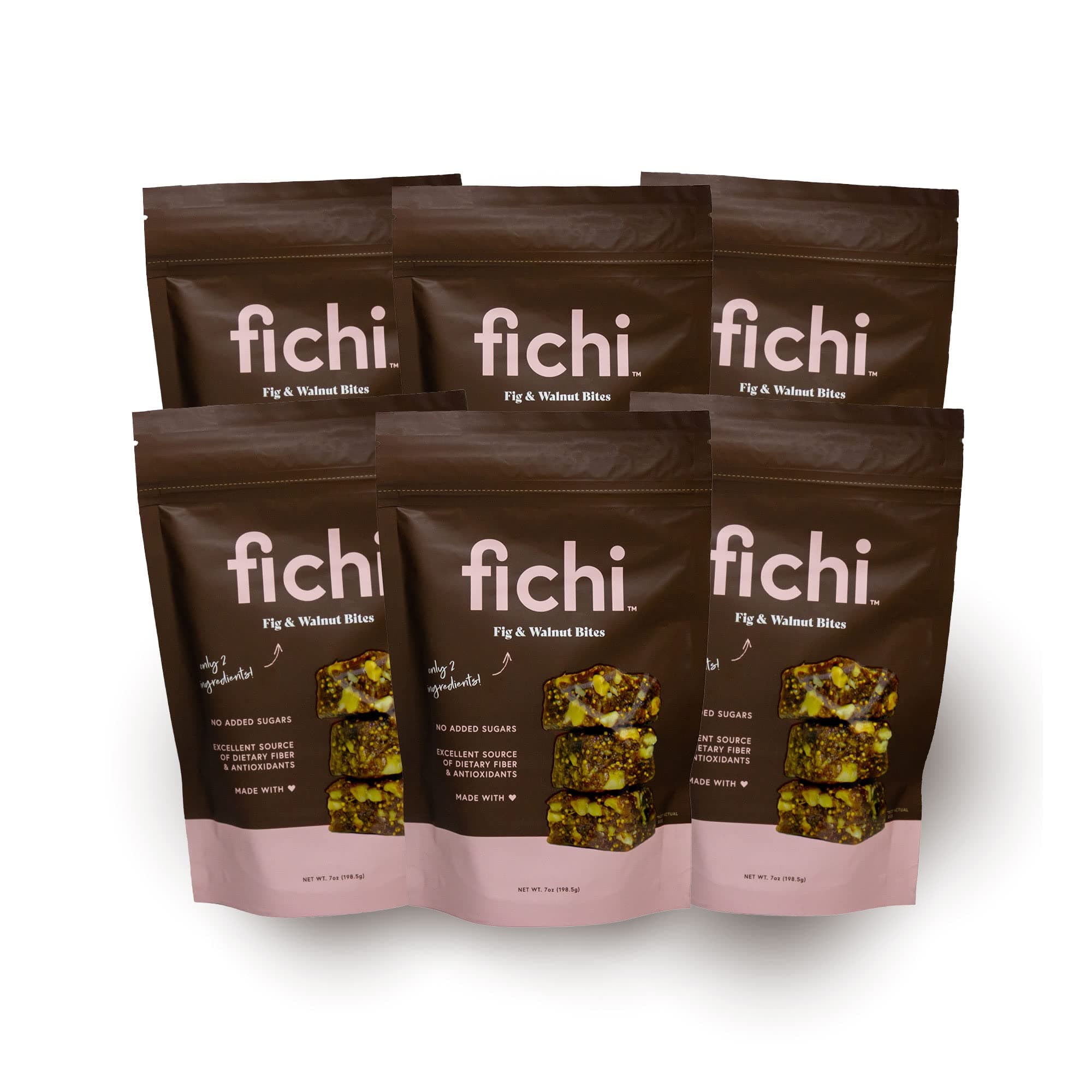 Fichi Fig and Walnut Bites, a Wholesome and Delicious Gluten-Free Italian Fruit and Nut Snack, 7 Oz (Pack of 6)