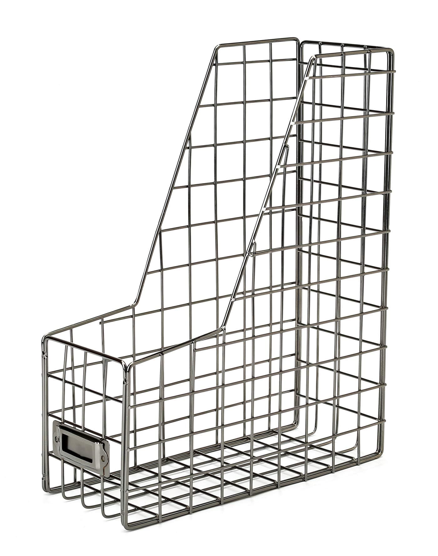 Desk Organizer File Organizer Metal Wire Magazine File Holder for Office Home Decor, Diamond Black