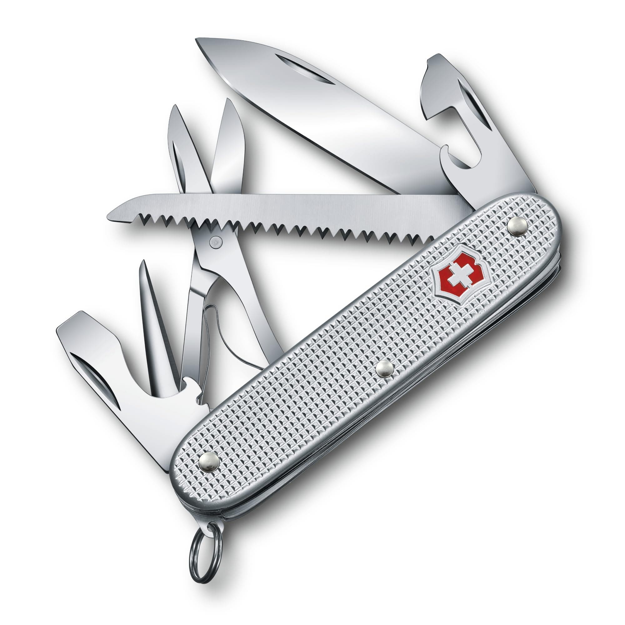 Swiss Army Knife - Farmer X Alox - 10 Functions, DO-IT-YOURSELF Champion, Multitool Gadget- Grey, 93 mm