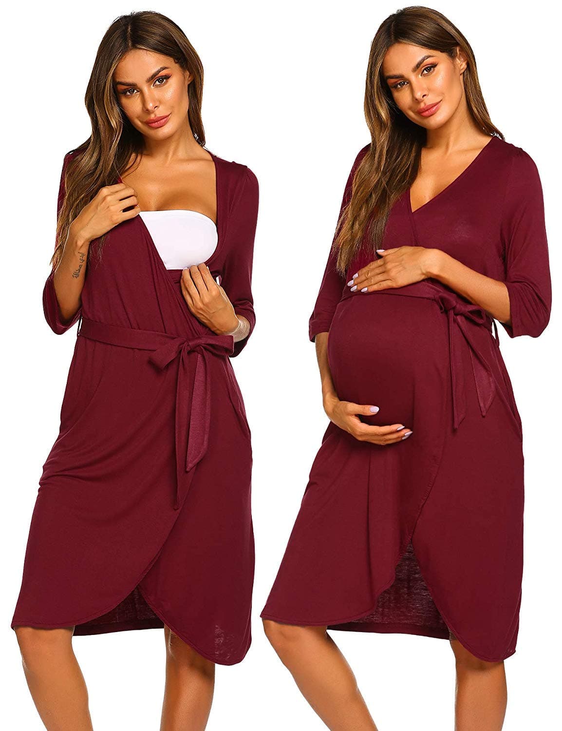 Eletina candy Maternity Robe 3 in 1 Labor Delivery Nursing Gown Hospital Breastfeeding Dress