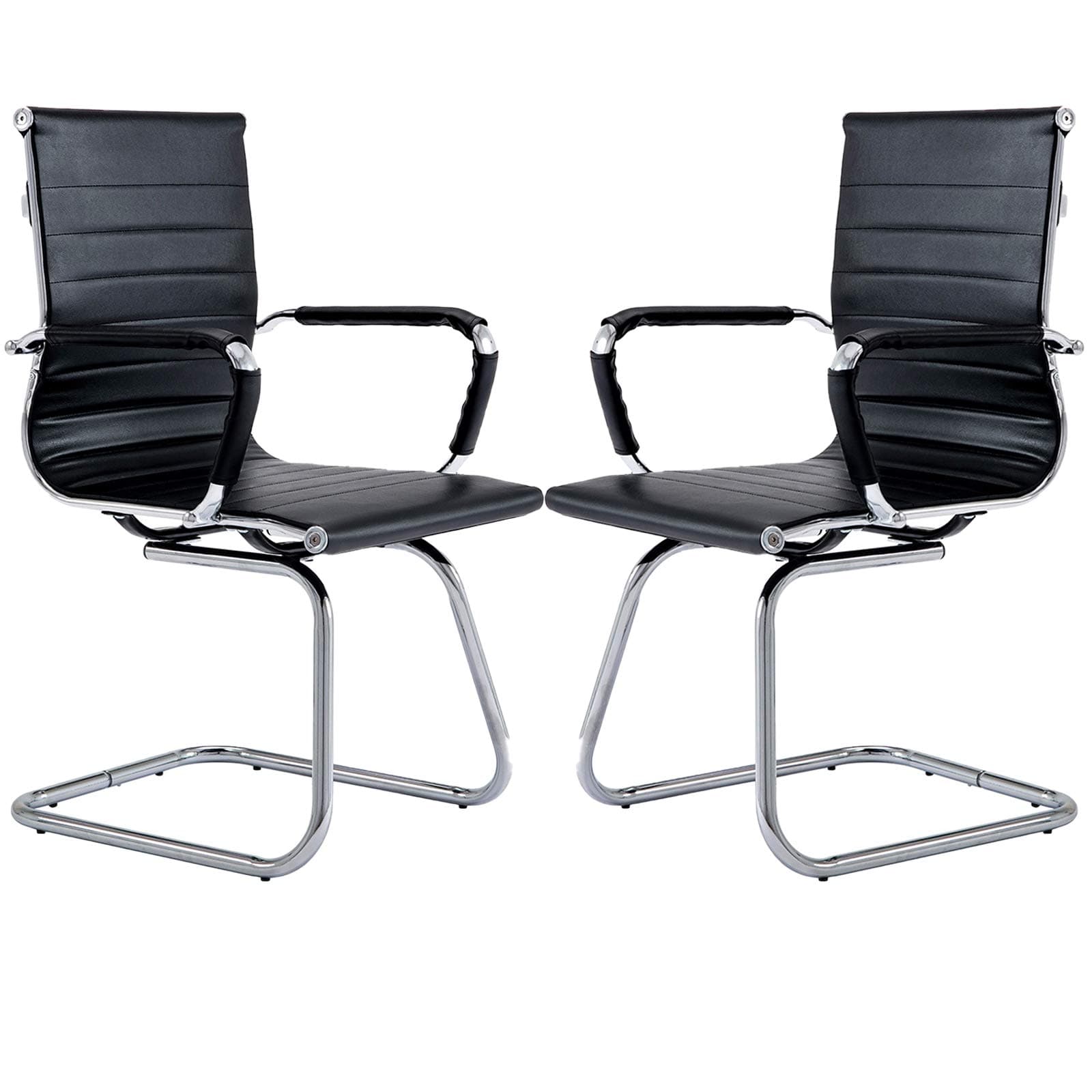 Modern Office Chair Without Wheels Waiting Room Chairs with Arms for Reception Desk Conference Area, Set of 2