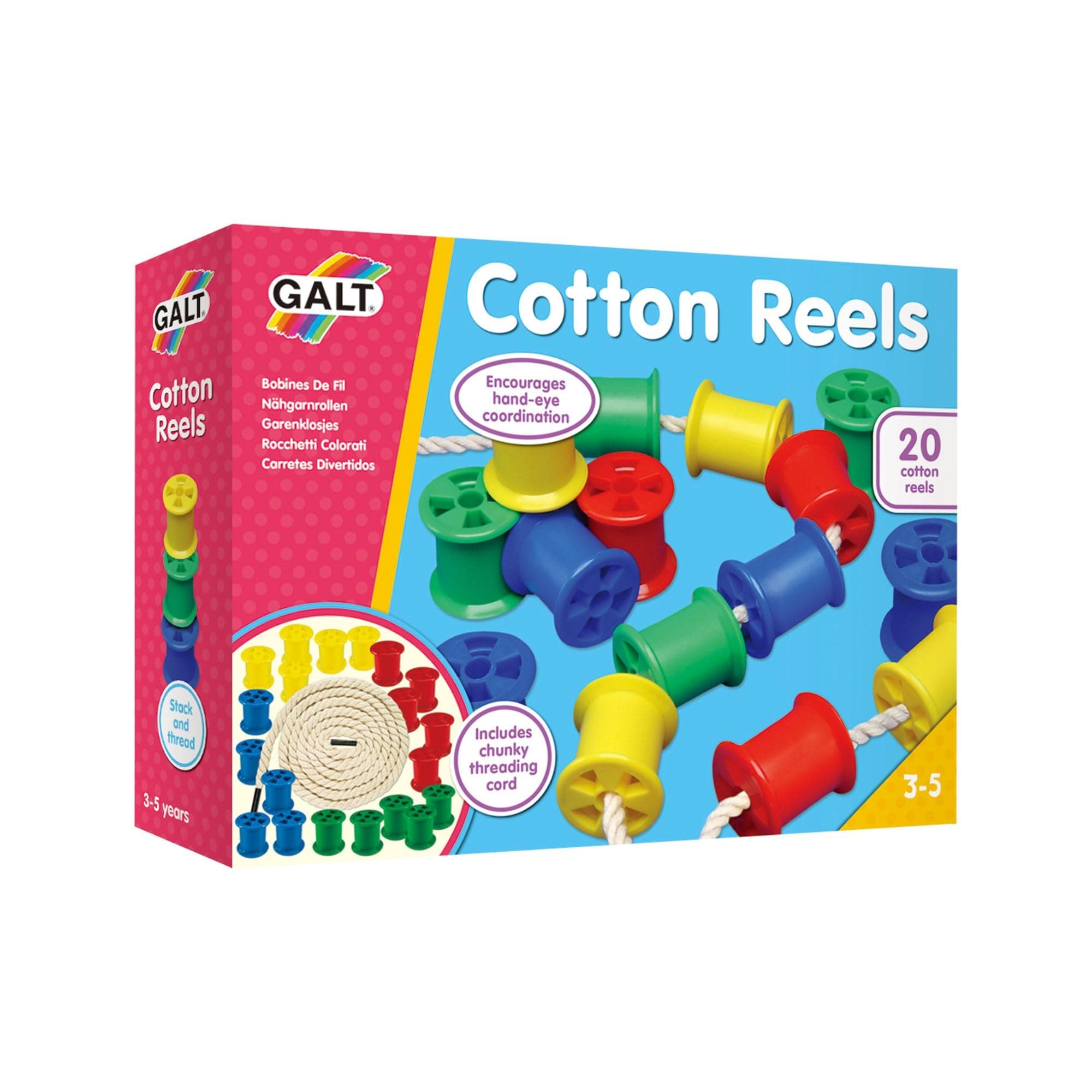 Galt Toys, Cotton Reels, Threading Toy, Ages 3 Years Plus, 20 Count (Pack of 1)