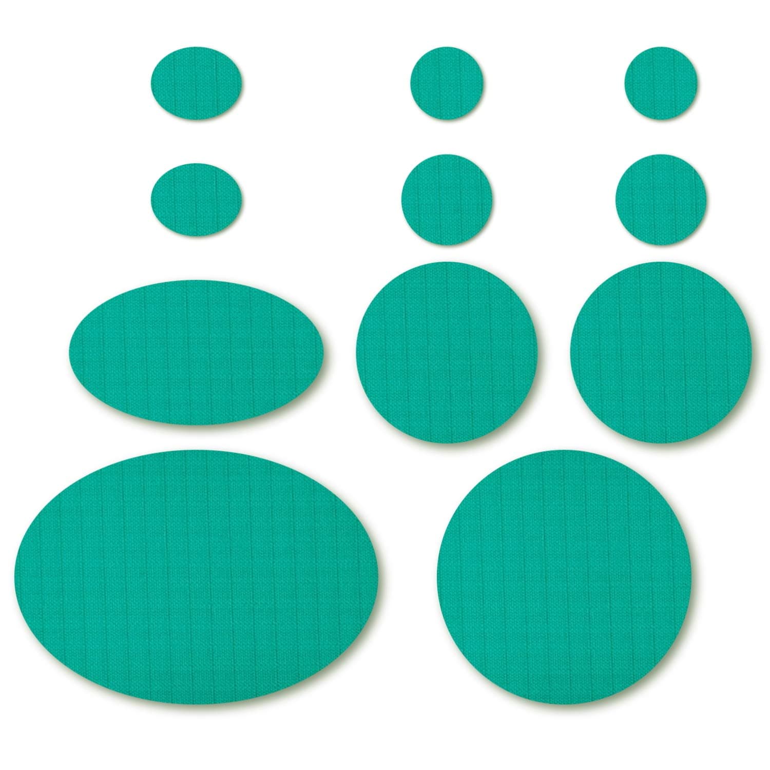 Nordtown Down Jacket Repair Kit Self Adhesive (Dark Green Color) - 11 Pcs (4 Ovals, 7 Circles) - Compact - Outdoor Gear