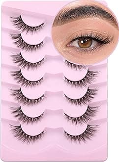Lashes Natural Look False Eyelashes Wispies Short Faux Mink Lashes Soft 14mm Cat Eye Wispy Strip Eyelashes Pack