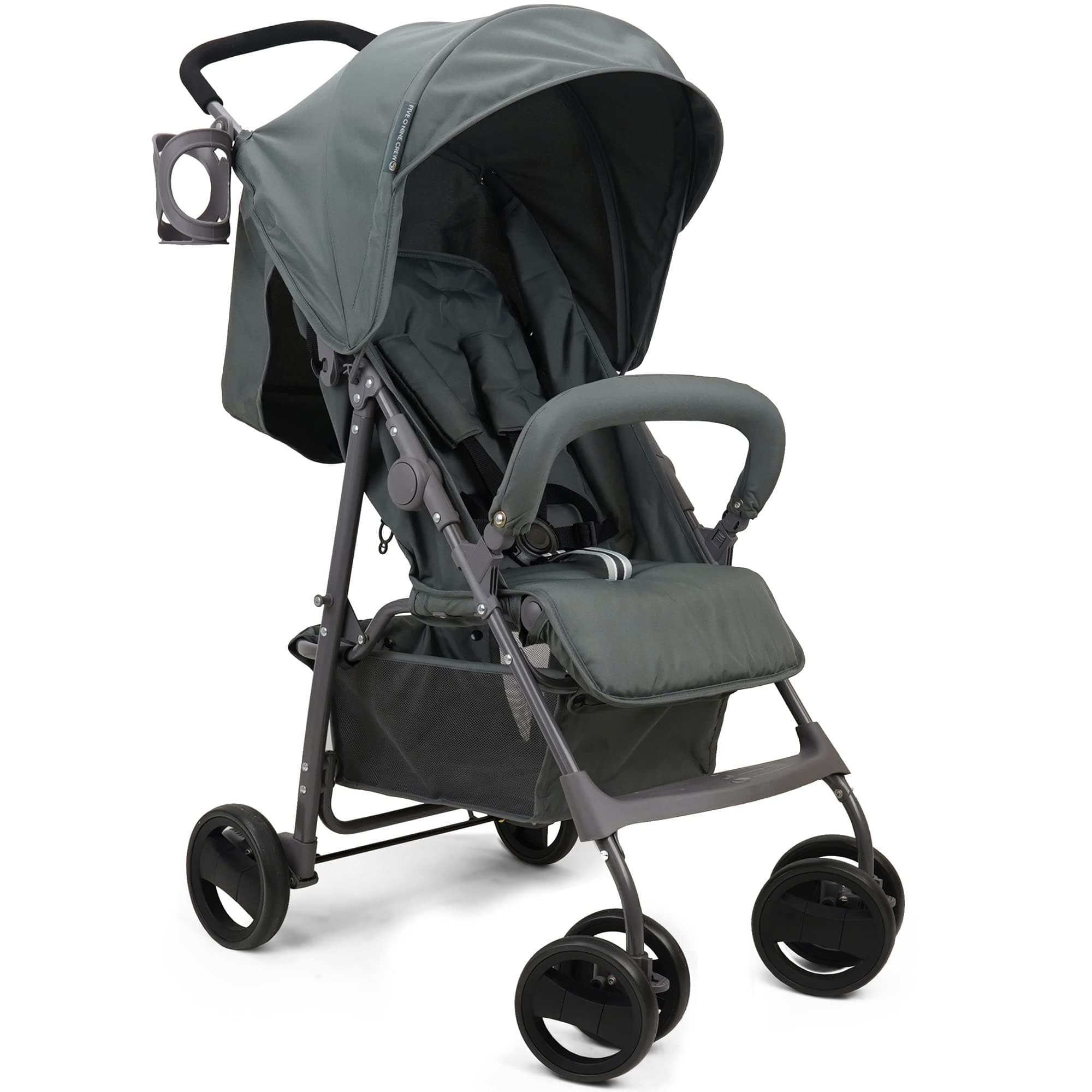 Crew Shopee: Kids Lightweight Stroller with Extra-Large Canopy - Storage Basket, Front Swivel Wheels, Ergonomic Handle, Cup Holder & Reclinable Back Rest, Ages 6-36 Months
