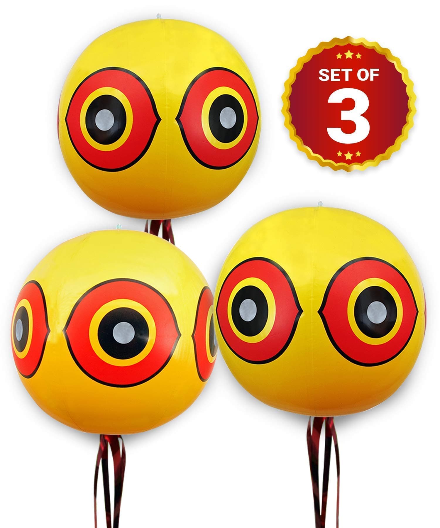 De-BirdBalloon Bird Repellent - 3-Pk - Fast and Effective Solution to Pest Problems - Scary Eye Balloons Keep Birds Away from House, Garden Crops, Swimming Pools & More