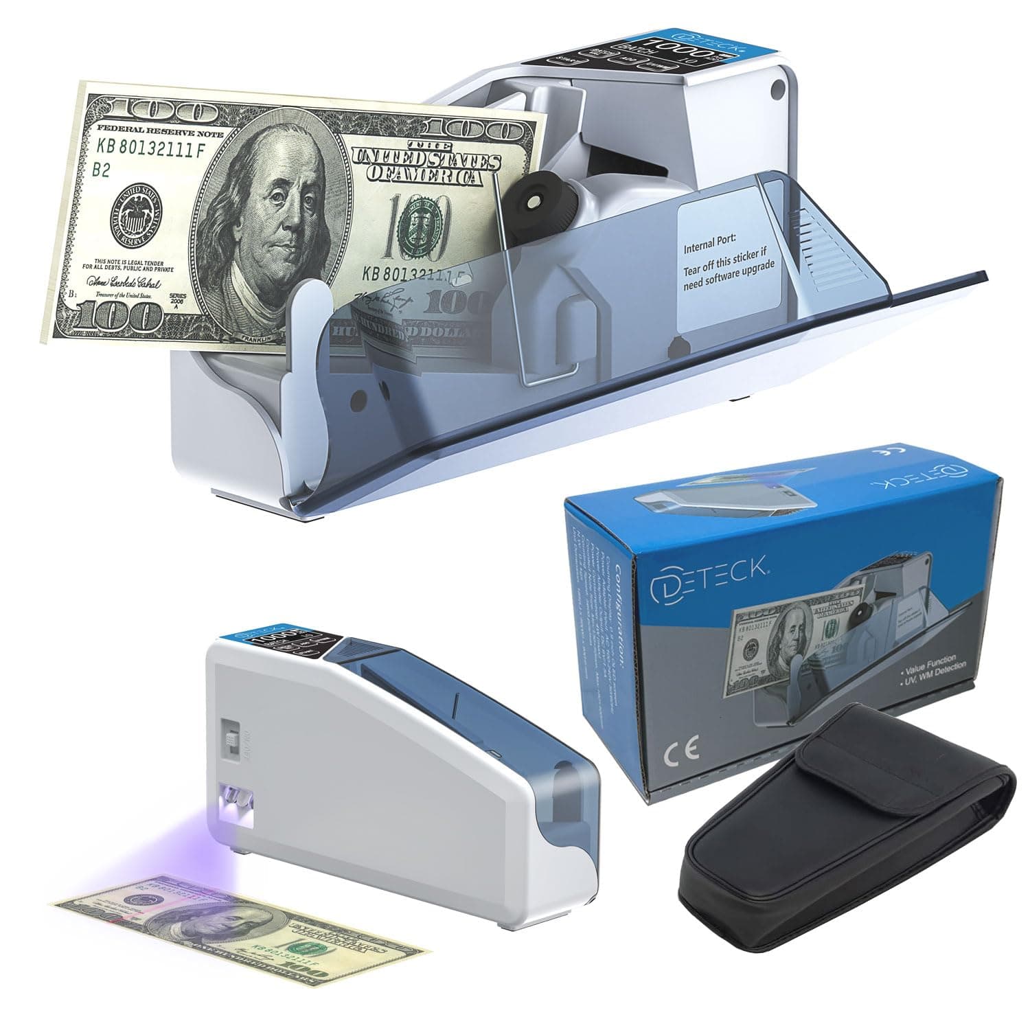 Hype Portable Money Counter Machine with Counterfeit Detection UV/WM - Handy Currency Counting Quantity of Bills only, for Small Change Counter Machine