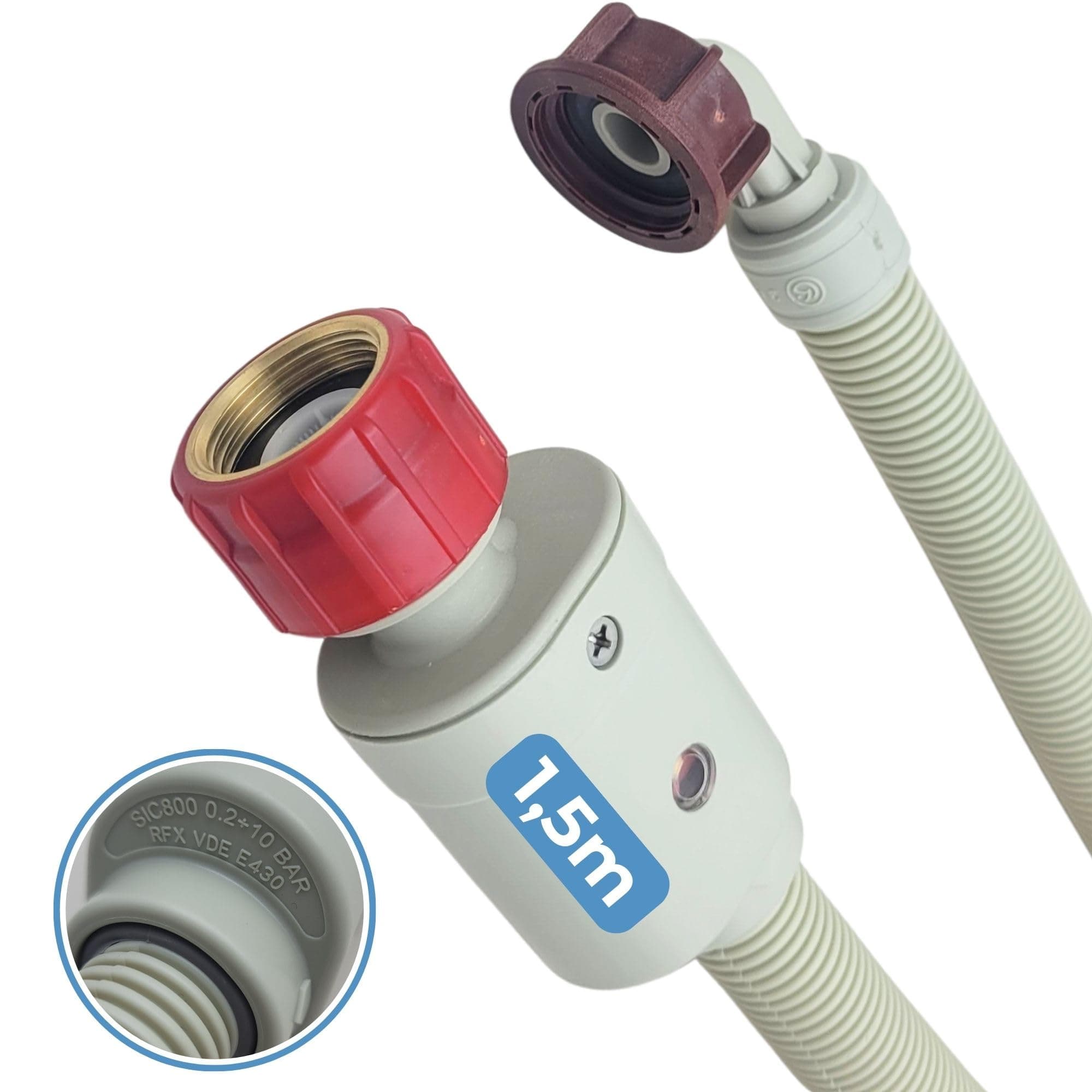LICHTBLAU Aquastop Hose Size 1.5 m 2796 with Metal Thread Washing Machine Dishwasher I VDE Certified I 3/4 Inch with Safety Valve I Inlet Hose Universal Use