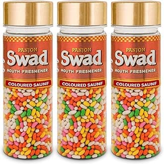 - Panjon Swad Colourful Sweet Saunf Mukhwas (Pack Of 3 X 180 Grams) | Digestive Mouth Freshener | Hygienically Packed Traditional Pachak | Tasty Mouthfresheners | After-Meal Snack | Dry Mukhwas