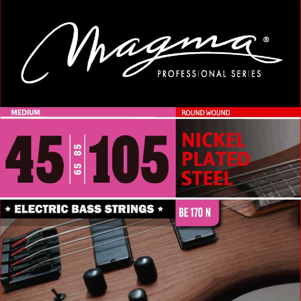 Magma Strings BE170N Nickel Plated Steel Round Wound Long Scale Electric Bass Strings 45-105, Medium, 4 Strings