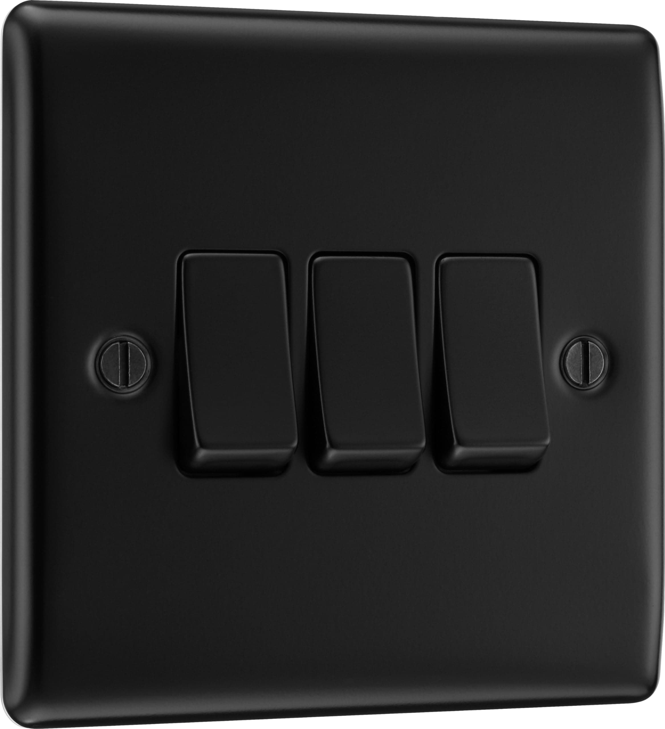 British General Nexus Metal Matt Black Triple Switch 20A 16Ax 2 Way