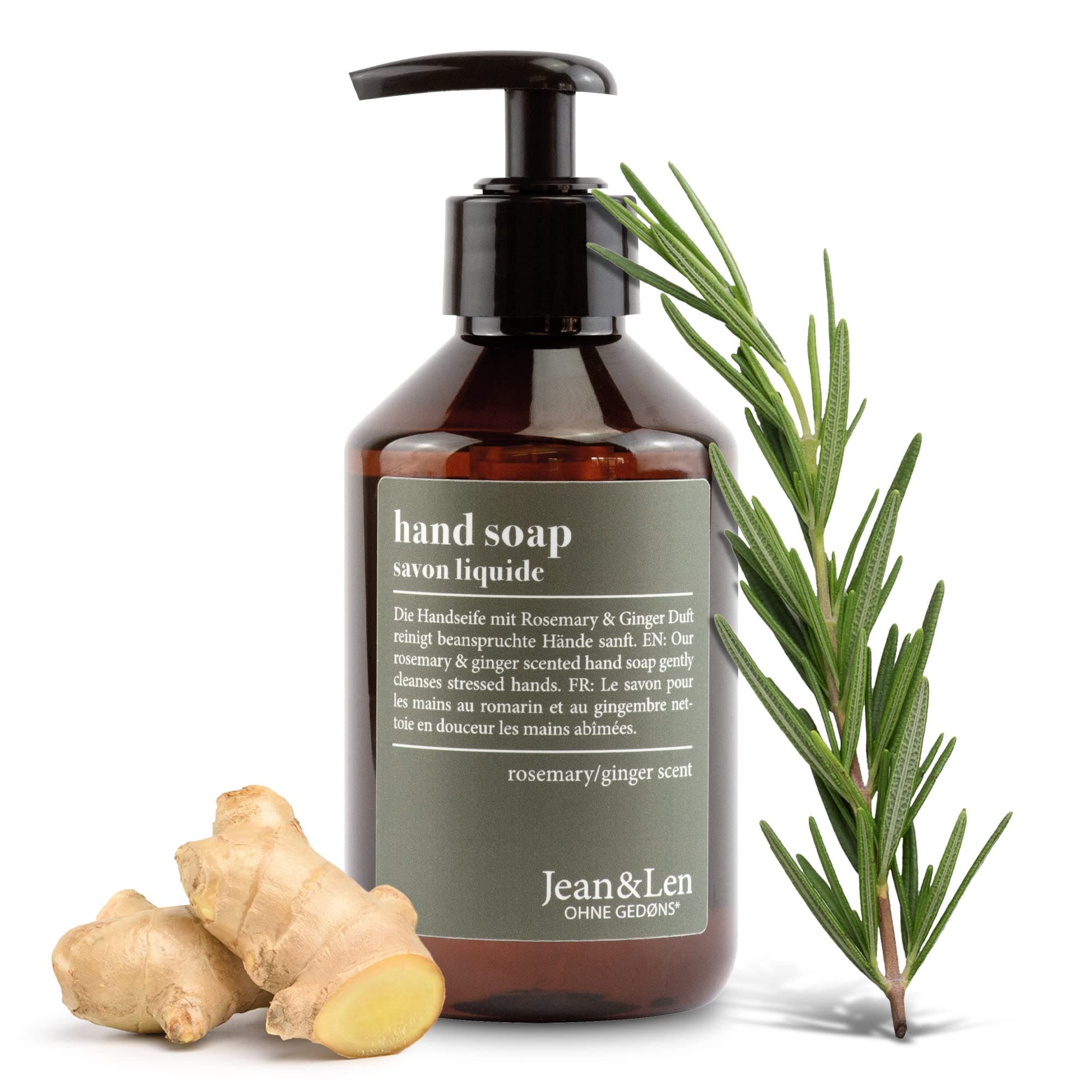 Jean & Len Rosemary & Ginger Hand Soap, Replenishing Effect, Parabens & Silicones, 1 x 250 ml