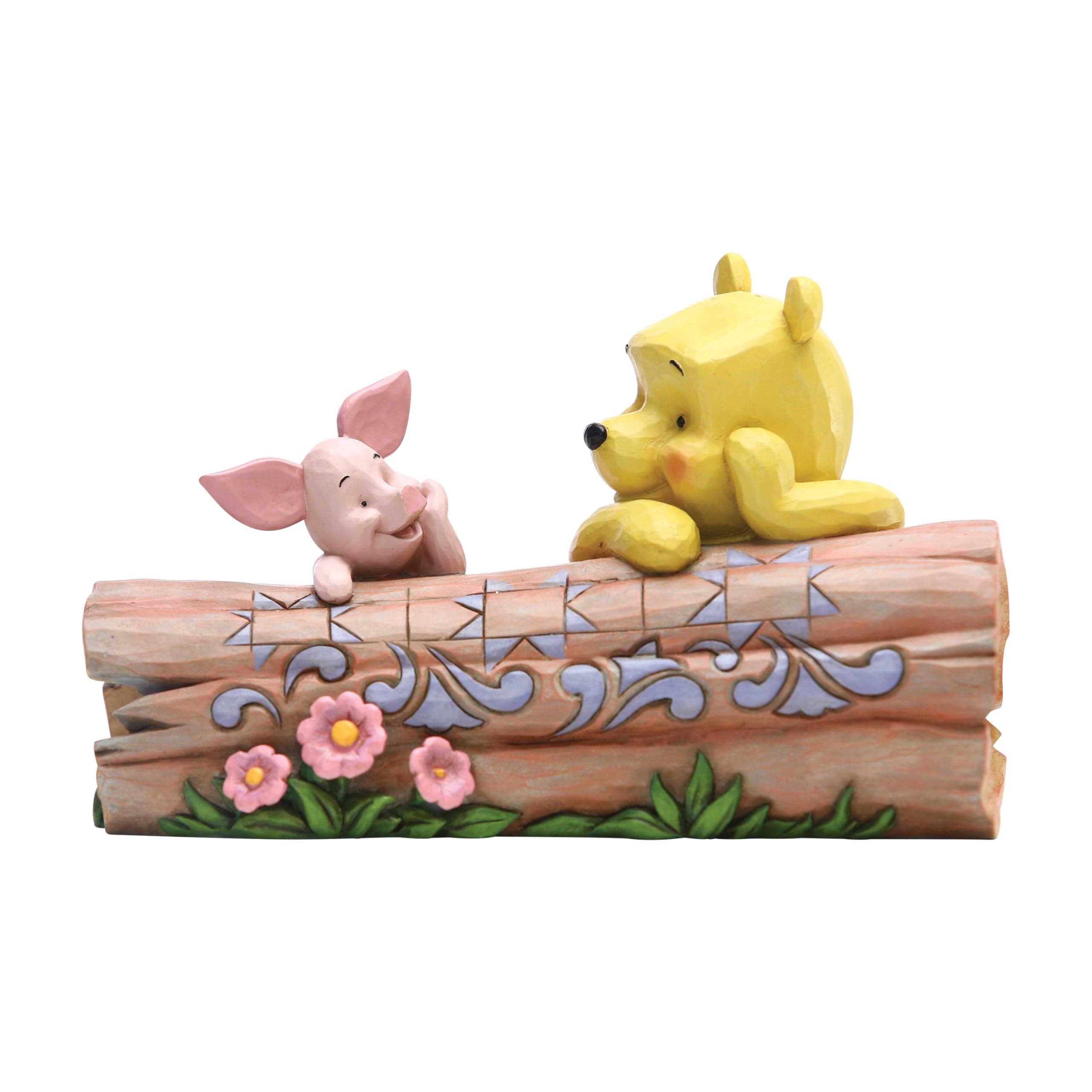Disney Traditions by Jim Shore Winnie The Pooh and Piglet by Log Figurine, 3.82 Inch, Multicolor