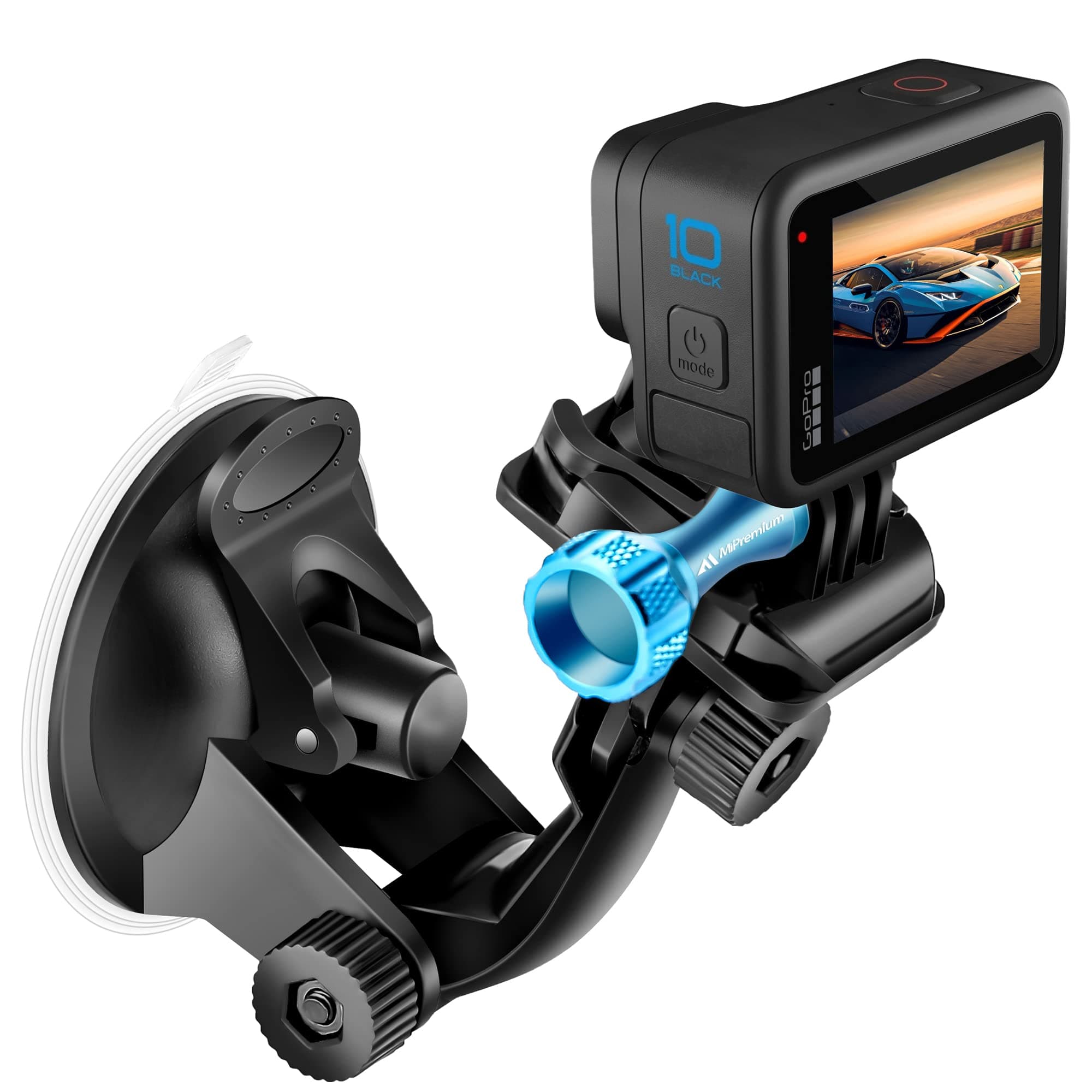 MiPremium Car Suction Cup Mount for GoPro Hero13/12/11/10/9/8/7/6/5/4/3/3+/2 Gopro Max, Hero+, Session & Other Action Cameras Car Windshield & Glass Window Dash Cam Holder Perfet for Boats Vehicle