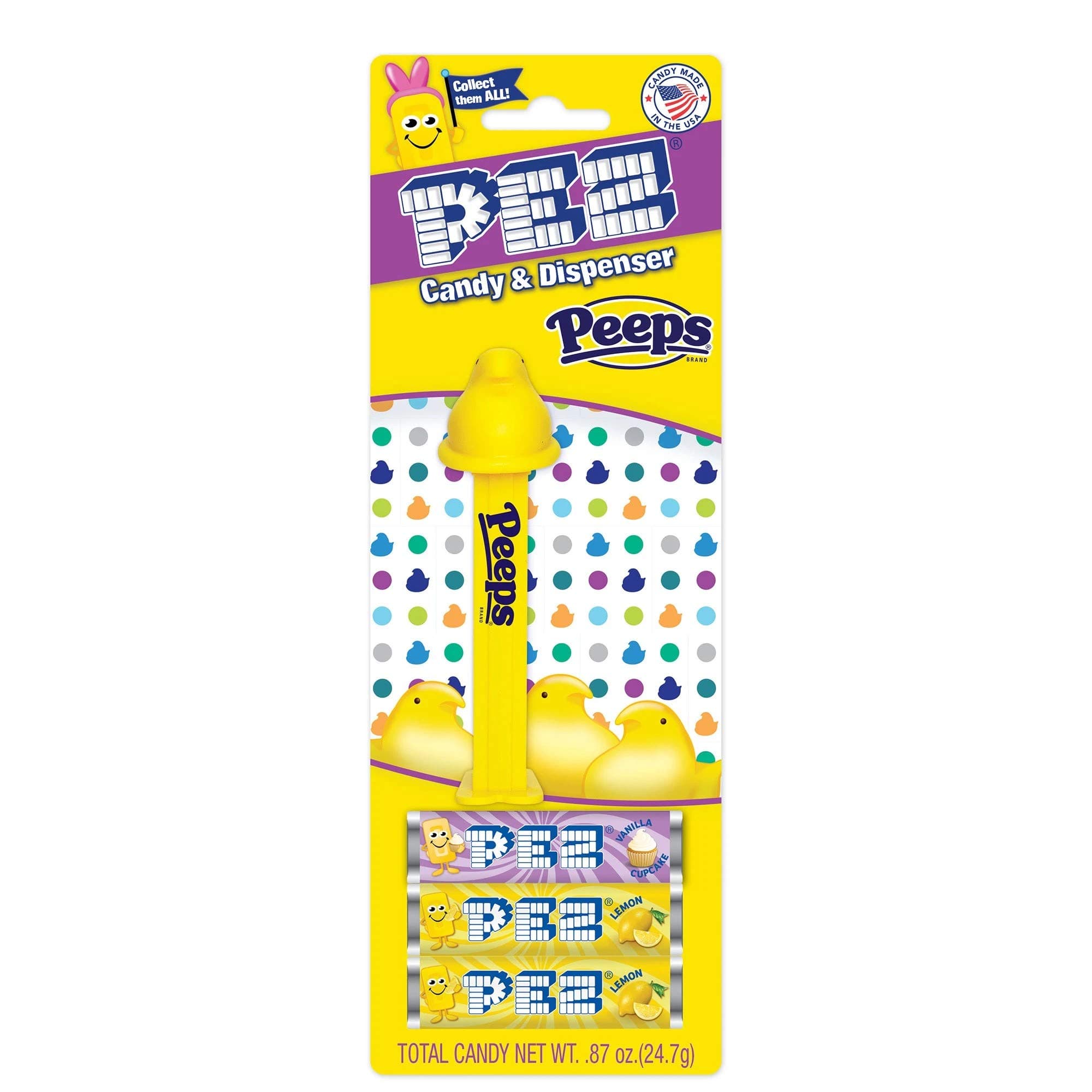 PEZ Peeps Easter Candy Dispenser – Blue Peep Pez Dispenser with 3 Candy Refills | Easter Basket Candy, Party Favors, Grab Bags
