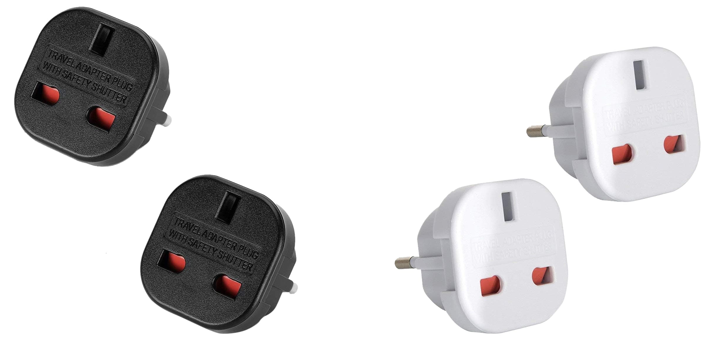 Travel Adaptor UK to EU Europe European Q4U Convert Power UK plug 3 pin to European Plug 2 Pin Pack of 4