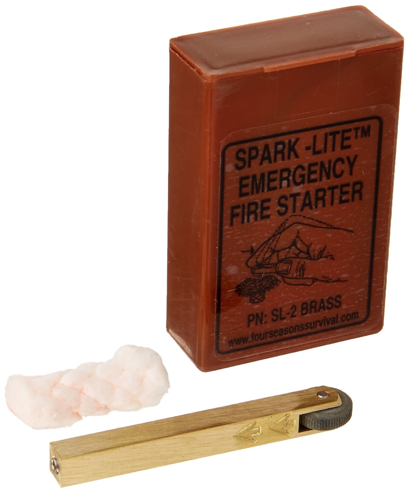 Four Seasons Survival Brass Spark Lite Aviation/Military Survival Fire Starter Kit with 8 TinderQuik Tabs