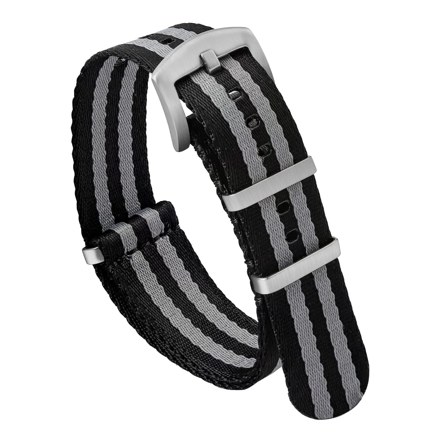watchdives Nylon Watch Band 18mm 20mm 22mm Multicolor Replacement Watch Straps for Men Women (Black Gray, 22mm)