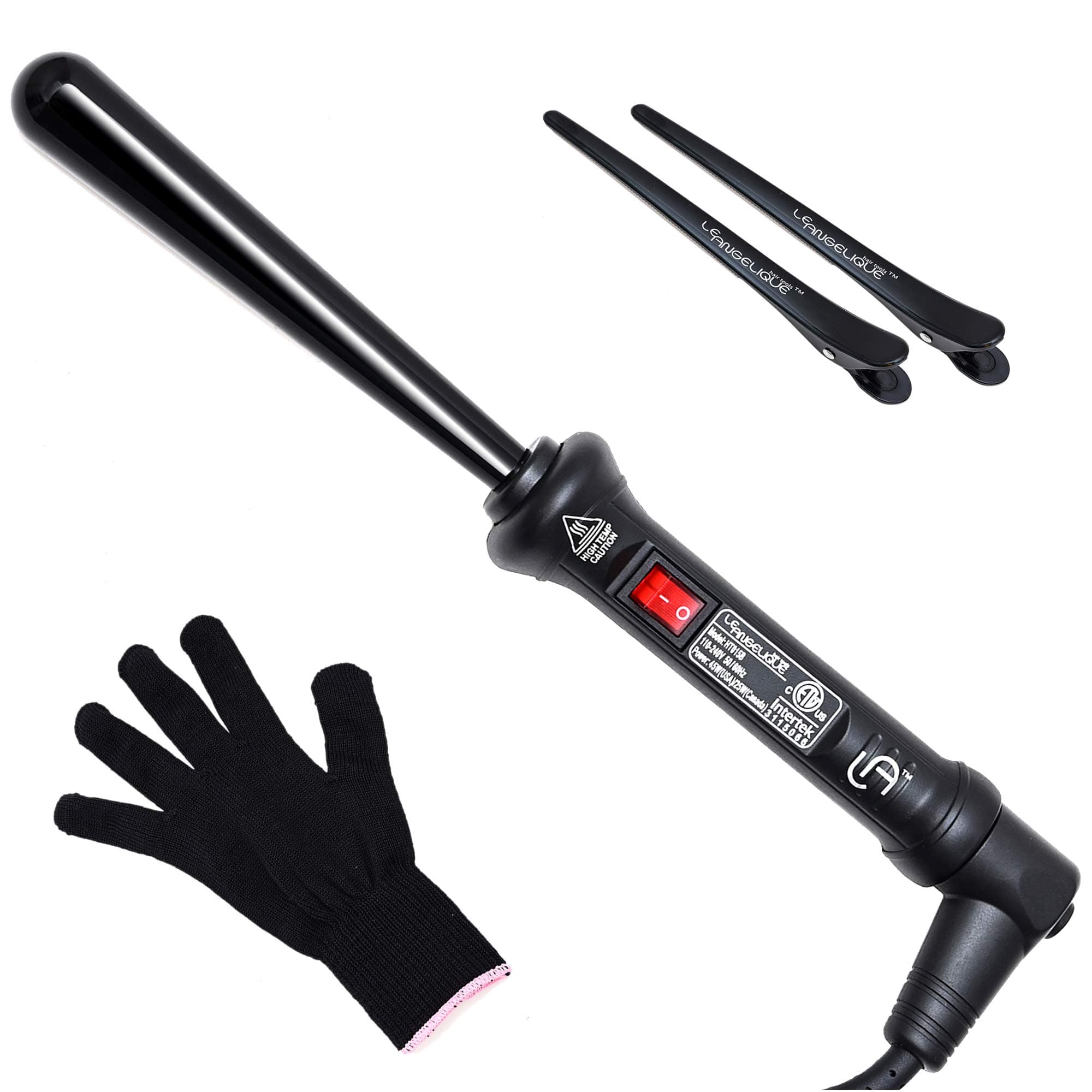 - Le Angelique Reverse Tapered Curling Wand for a Unique Curly Look - 1/2 to 1 Inch (13-25mm) Conical Curler Iron with Glove and 2 Clips | 430F Instant Heat | Ceramic Coating | Dual Voltage - Black