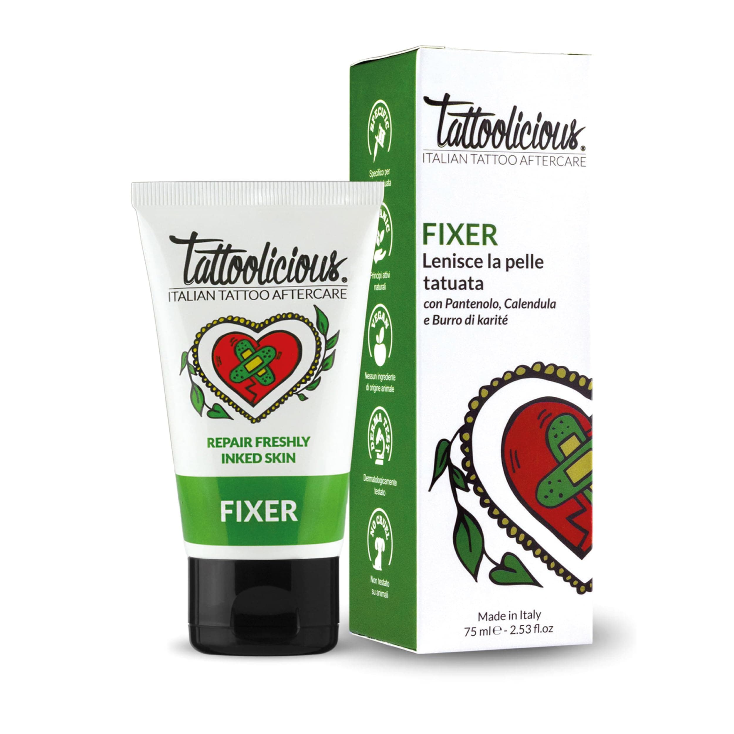 FIXER - Soothing Cream for new tattoo, with Organic Active Ingredients with soothing and calming properties, 75 ml - 2.64 UK fl. oz.