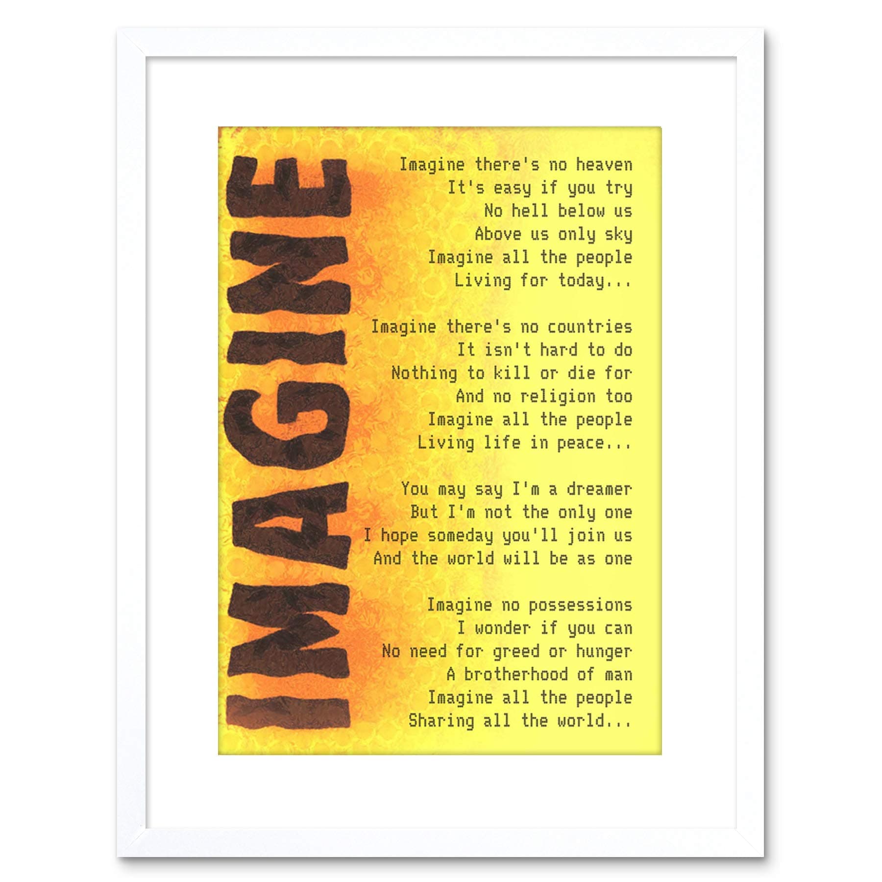 9x7 '' Imagine Music John Lennon Lyrics Quote Framed Art Print F97X441
