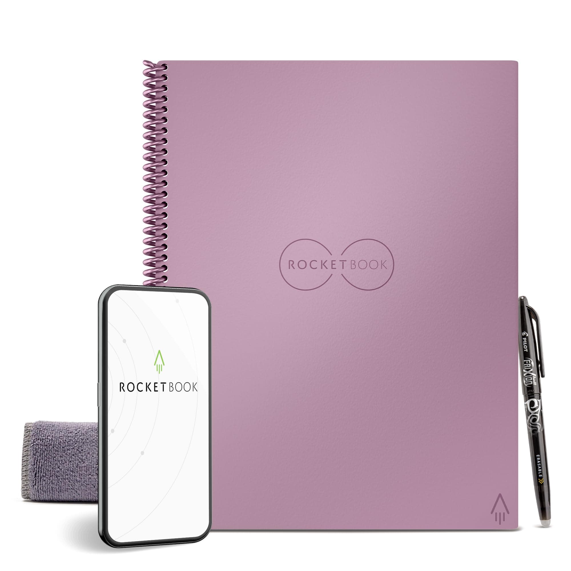 Rocketbook Core Reusable Spiral Notebook, Letter Size 8.5x11, Pink - Lined Pages, App-Connected, Erasable, Durable Cover, Ideal for School, Work, and Creative Projects