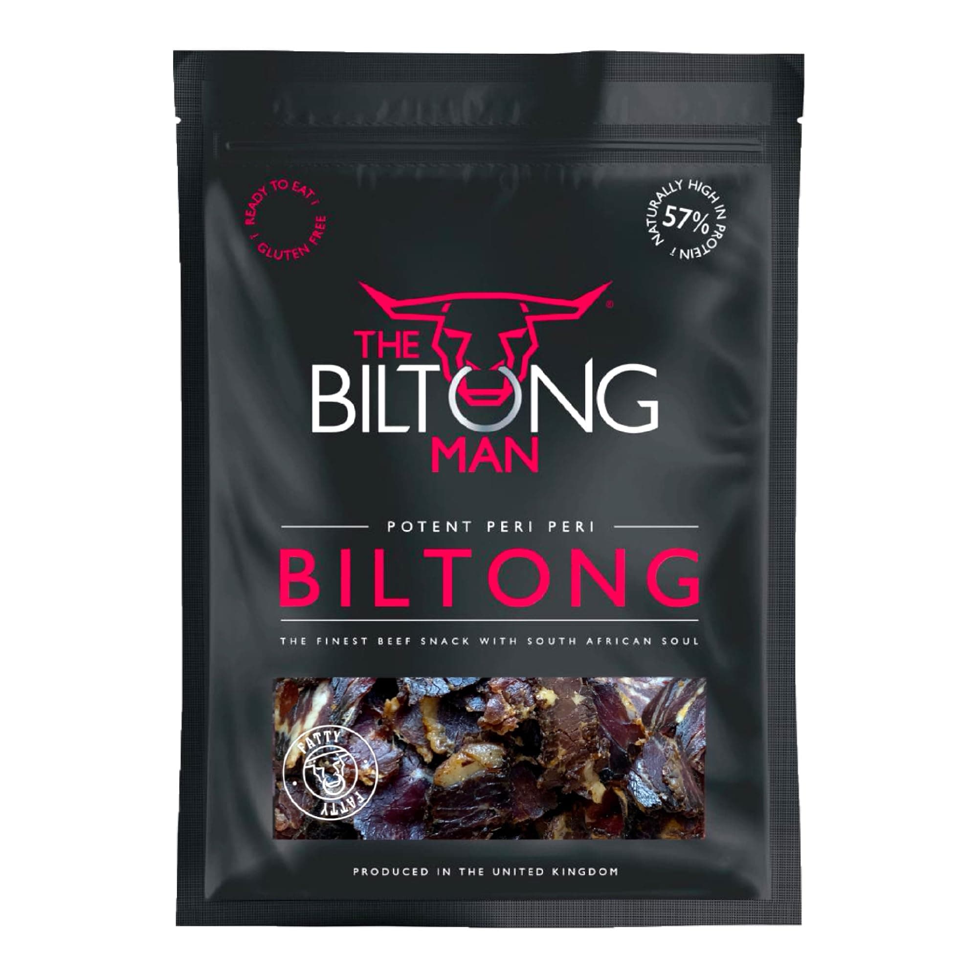 The Biltong Man - Peri-Peri Fatty Beef Biltong, 1000g (2 x 500g) - Healthy High Protein Dried Chilli Beef Snack