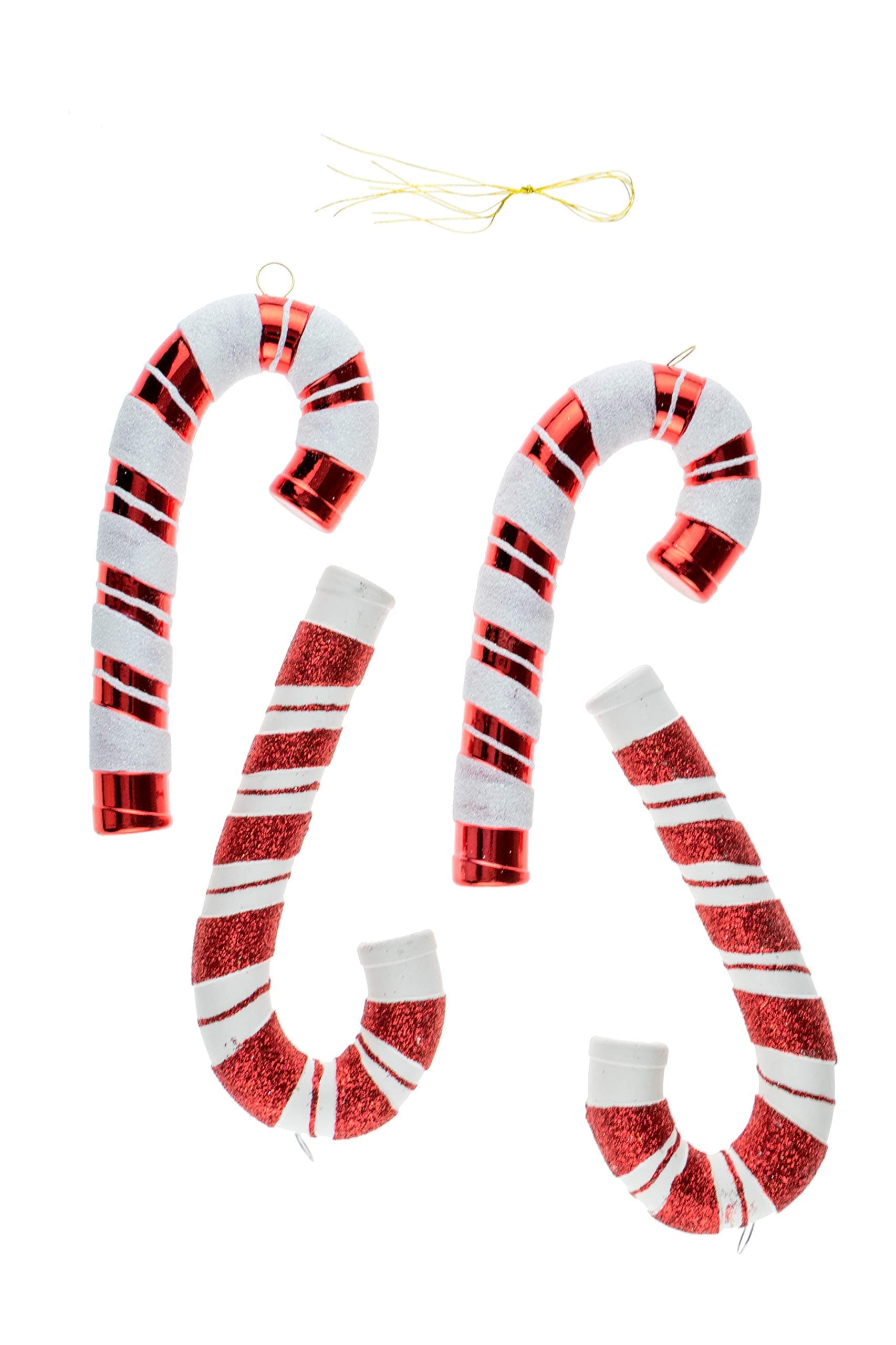 Christmas Candy Cane Shatterproof Ornament Set for Christmas Trees by Clever Creations| 4 Pack | Festive Holiday DÃĐcor |Timeless Classic Design | Shatter Resistant | Hangers Included | 5" Tall